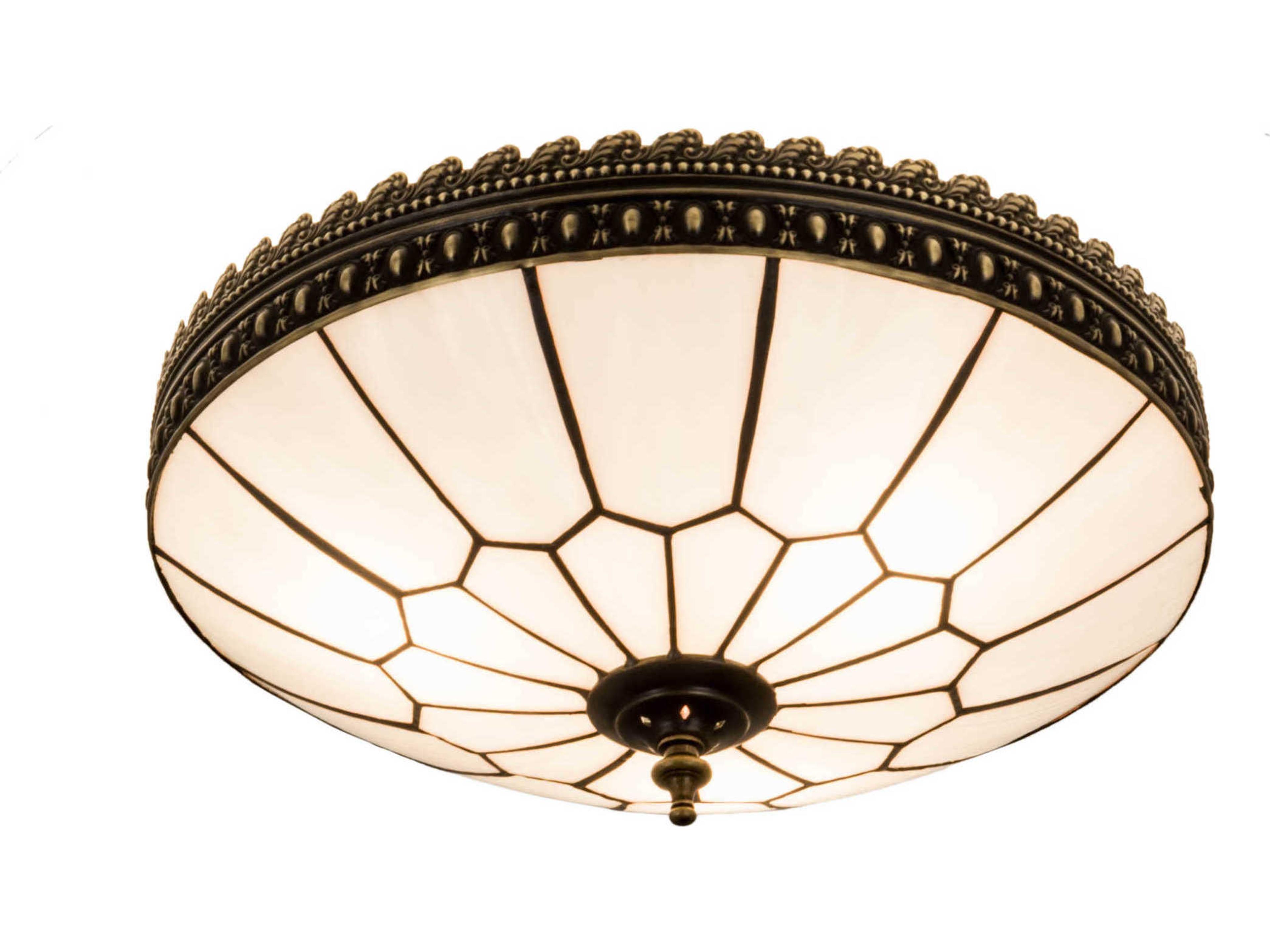 Meyda Vincent Honeycomb 3-Light Brown Glass Bowl Flush Mount