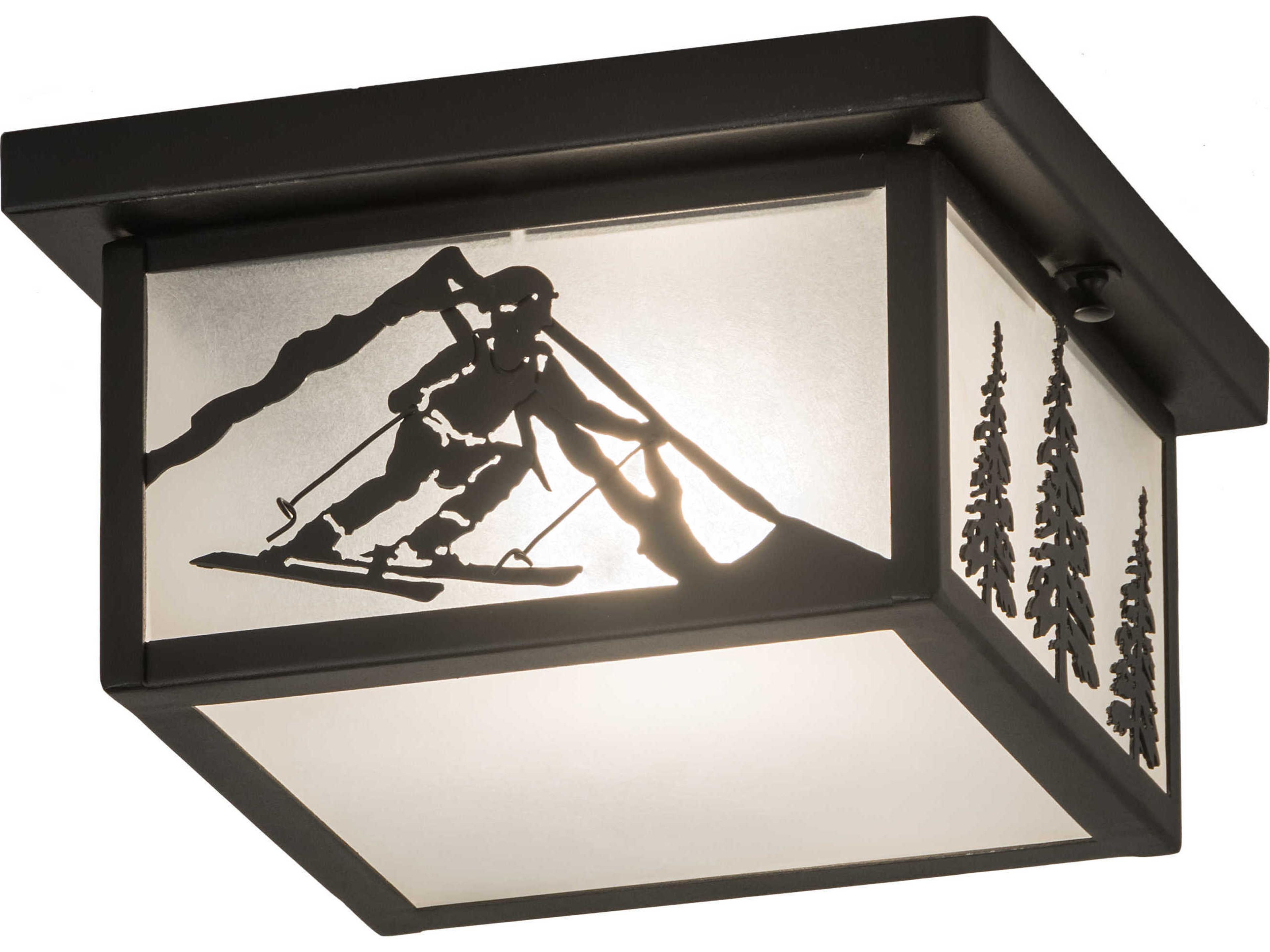 Meyda Alpine 1-Light Black Glass Flush Mount