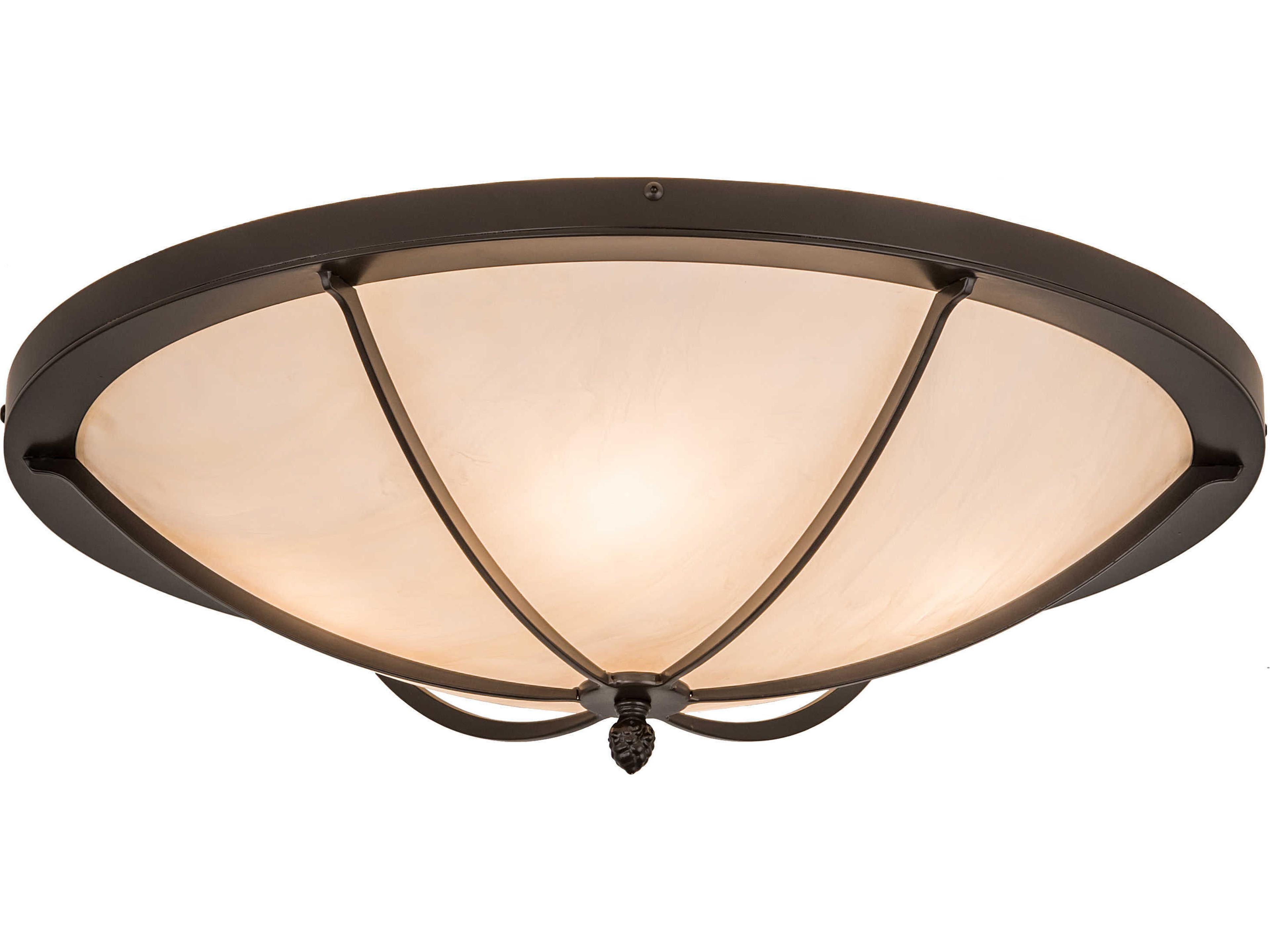 Meyda Dominga 4-Light Bronze Glass Bowl Flush Mount