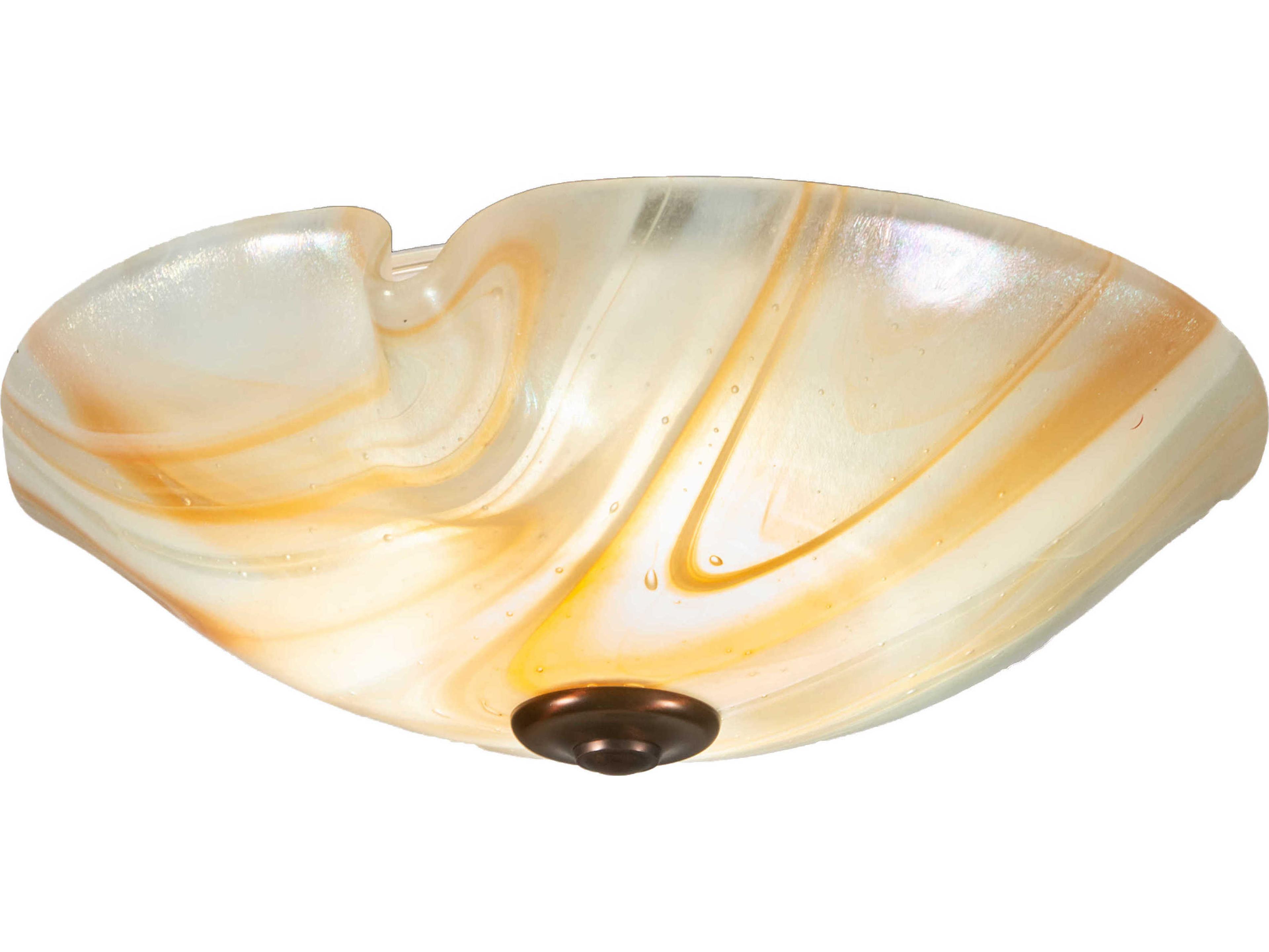 Meyda Baroque 1-Light White Peach Yellow Glass LED Bowl Flush Mount