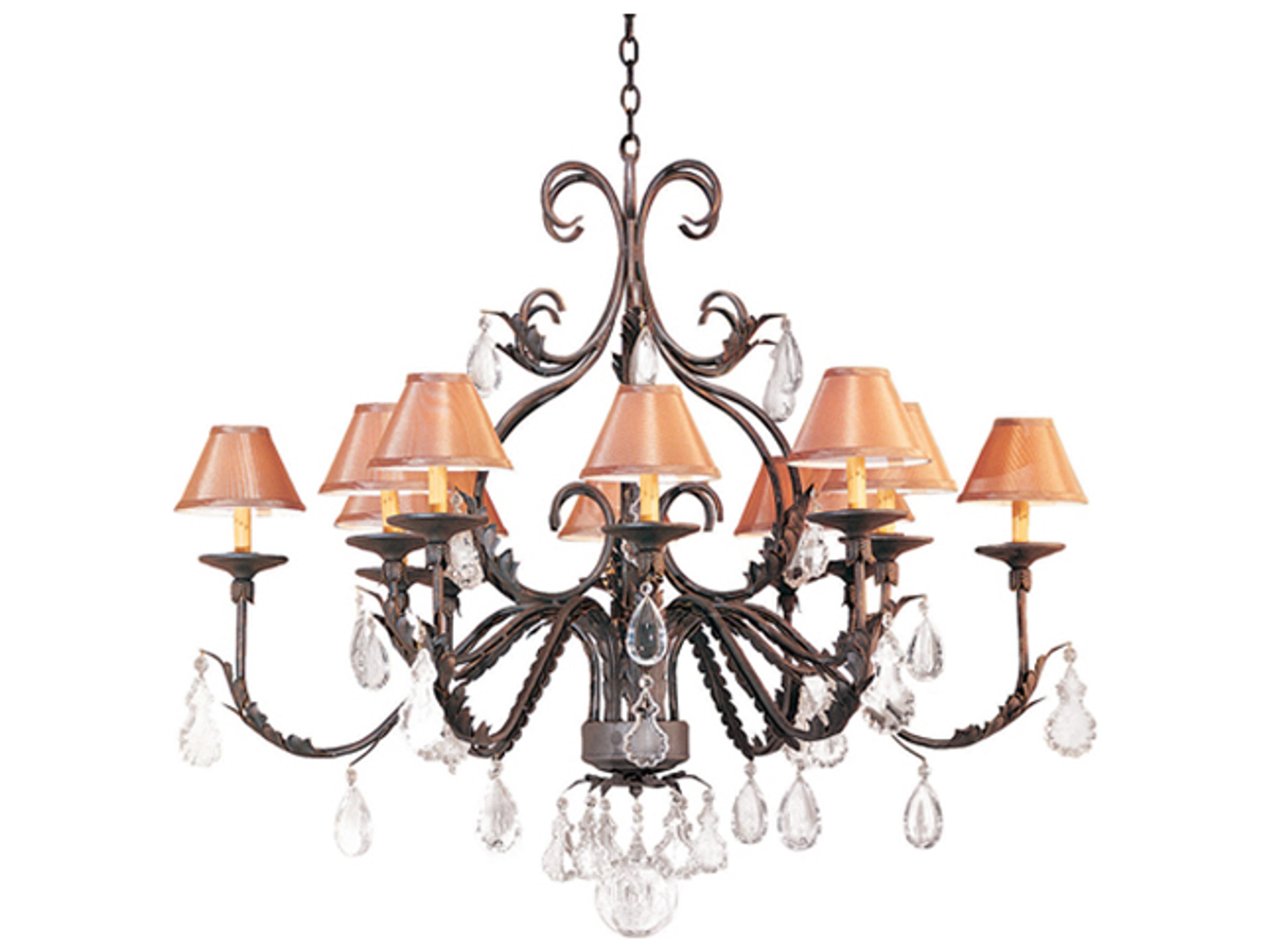 Meyda French Elegance 12-Light Gilded Tobacco Brown Crystal Candelabra Chandelier