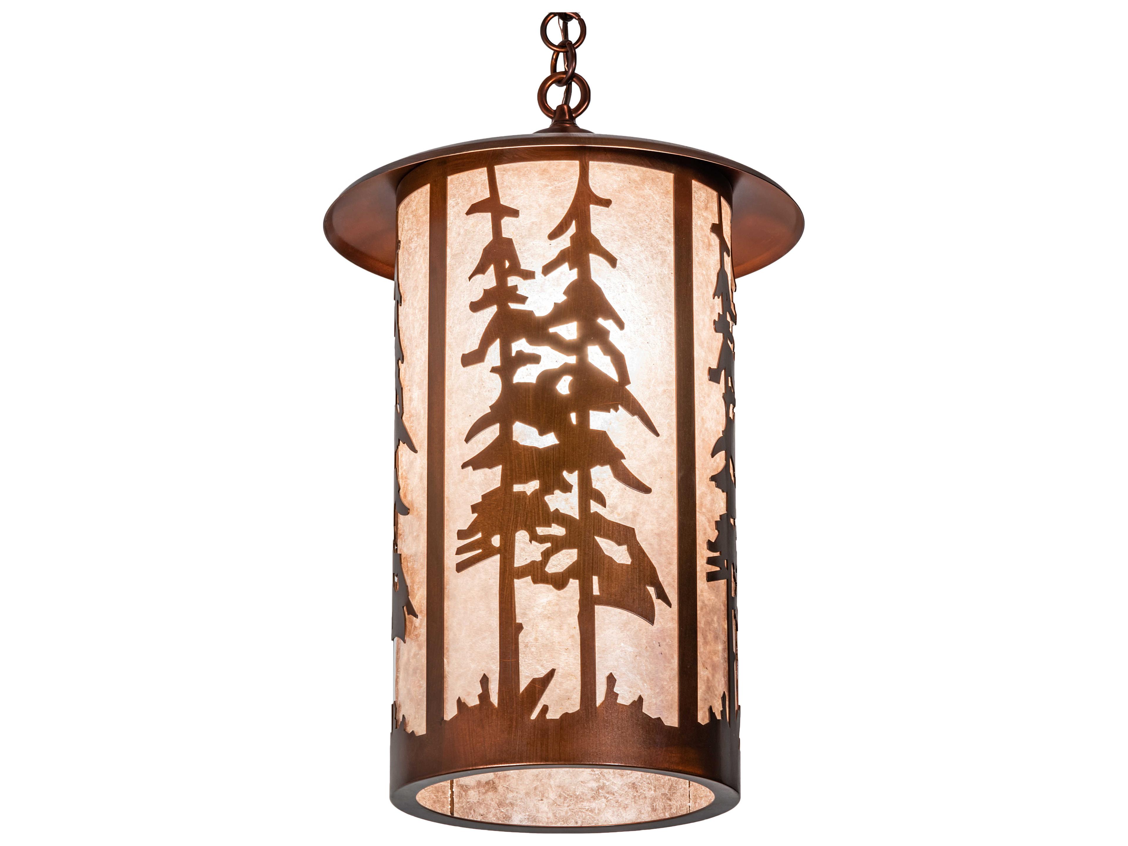 Meyda Fulton 1-Light Vintage Copper Cylinder Lantern Pendant