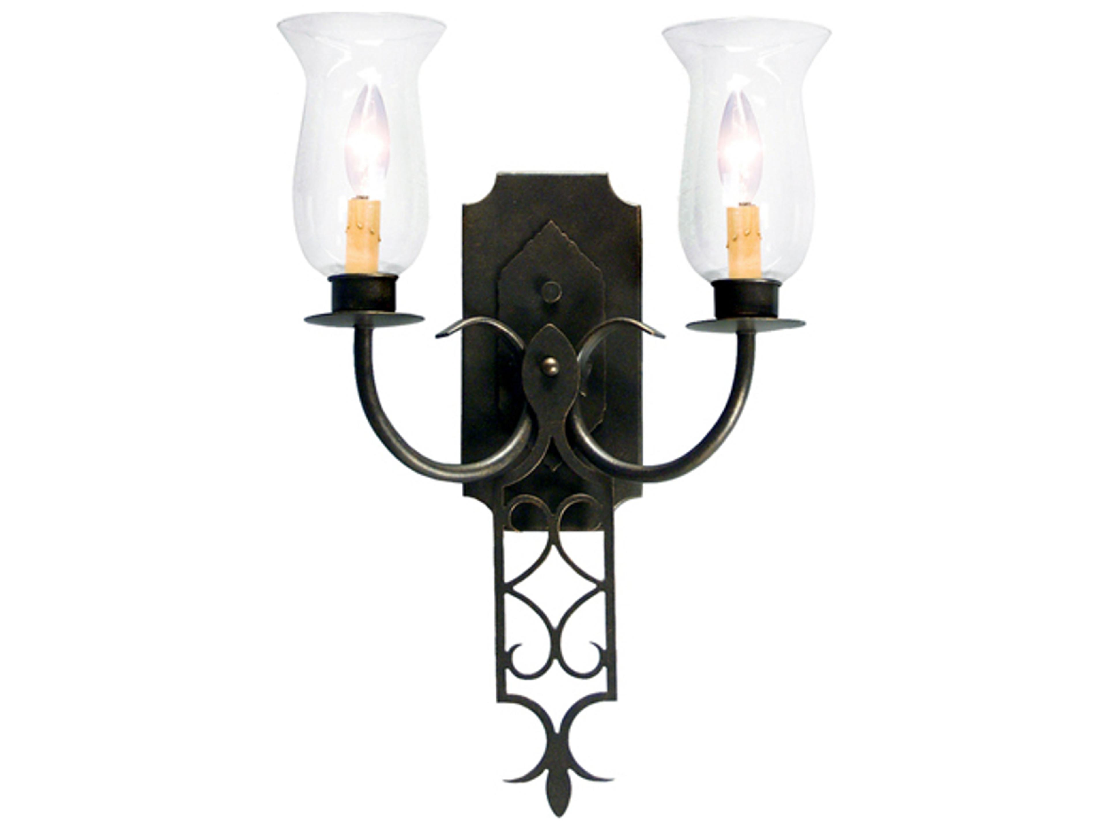 Meyda Gabrielle 2-Light French Bronze Gray Glass Wall Sconce