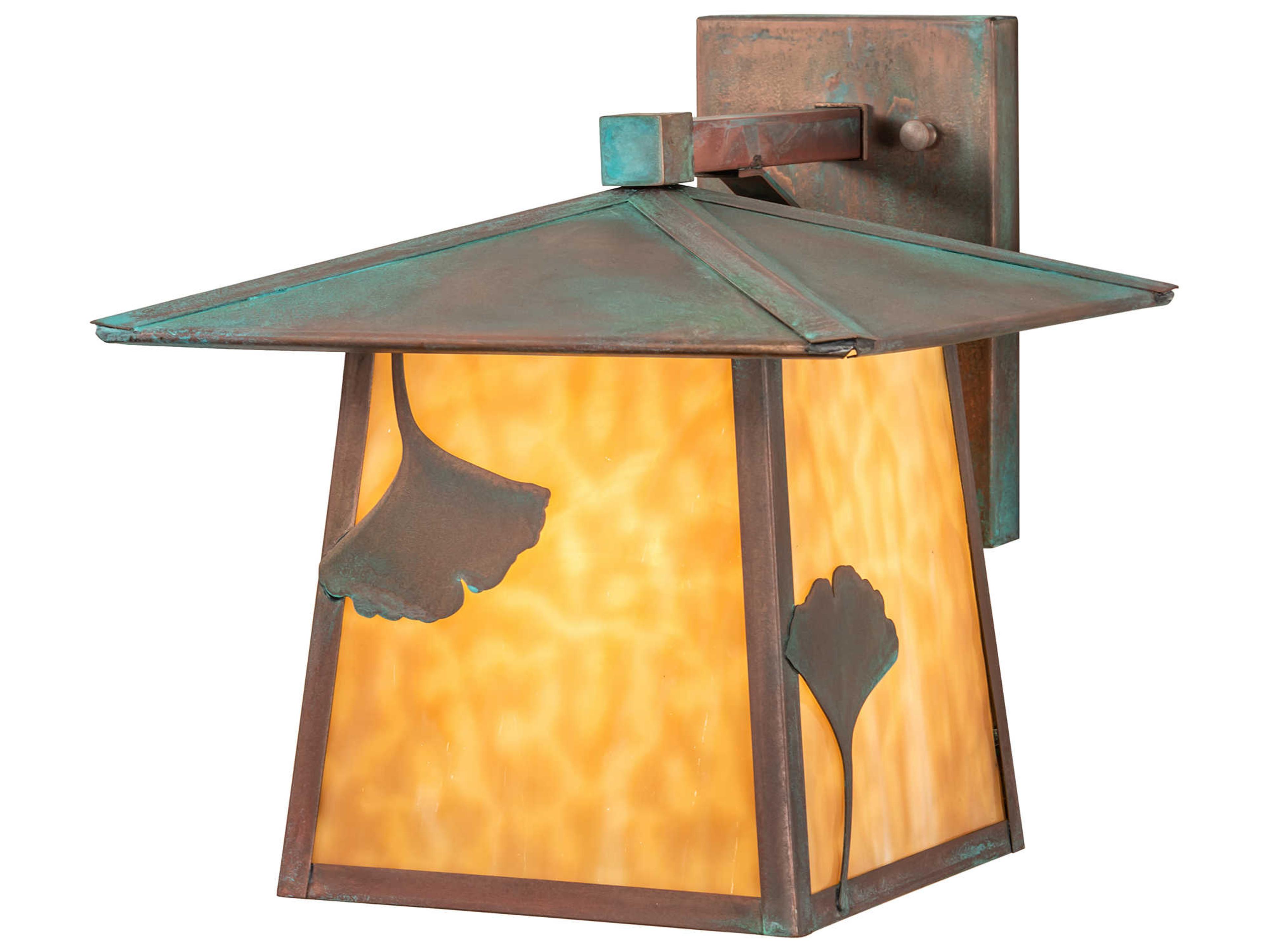 Meyda Ginkgo 1 - Light Glass Outdoor Wall Light