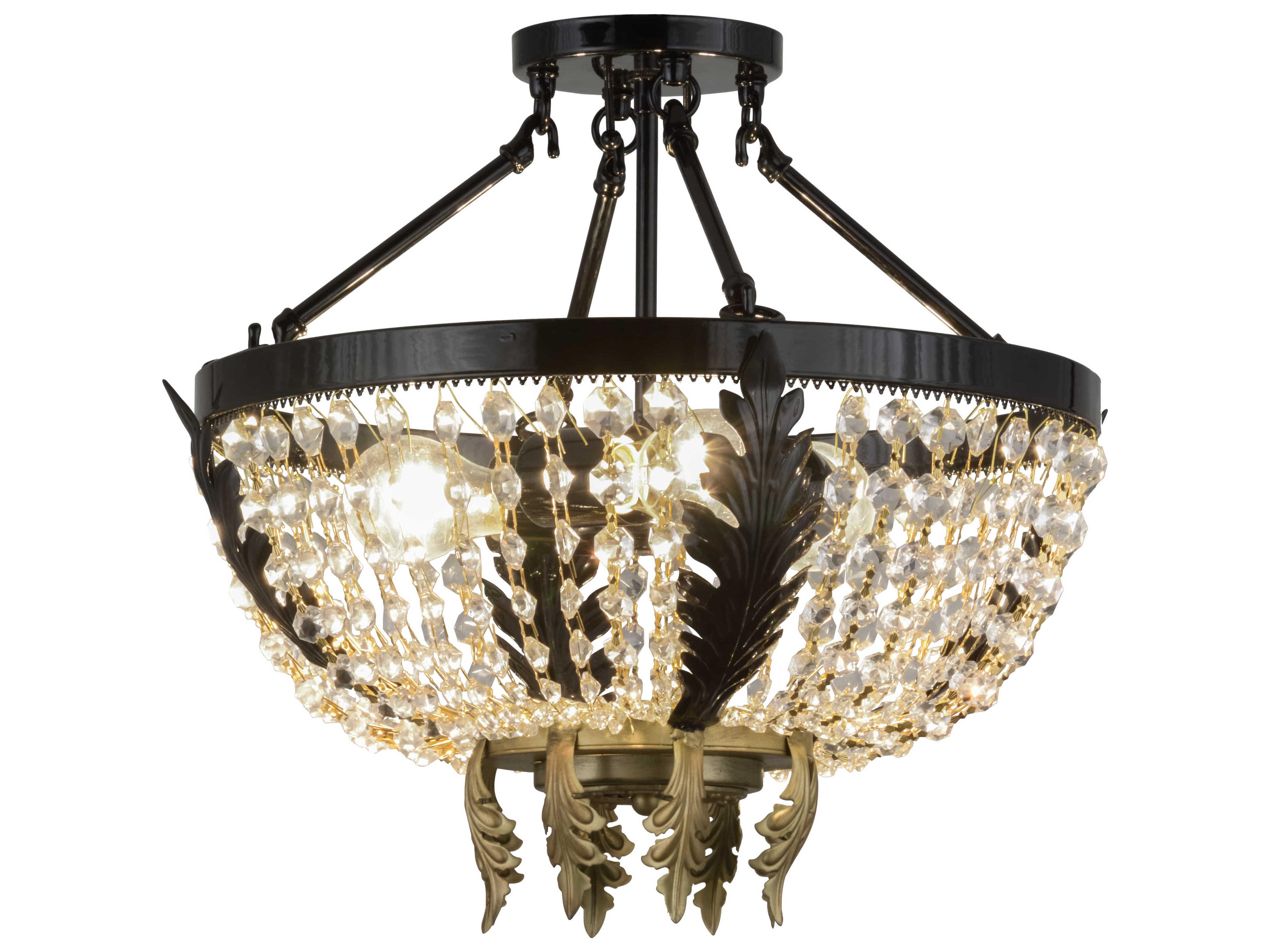 Meyda Gothic 3-Light Black Crystal Semi Flush Mount