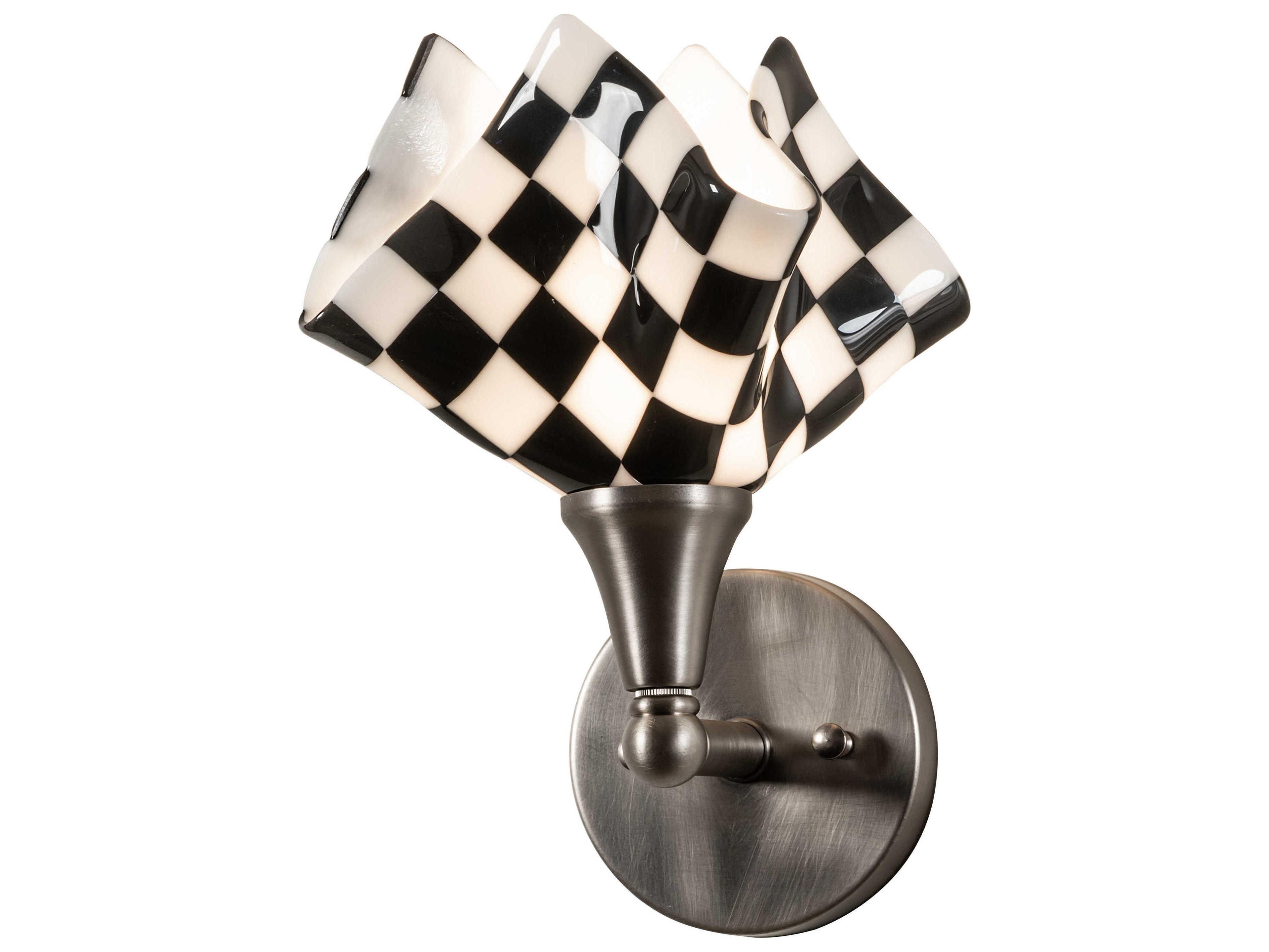 Meyda Handkerchief 1-Light Brushed Nickel Black Glass Wall Sconce