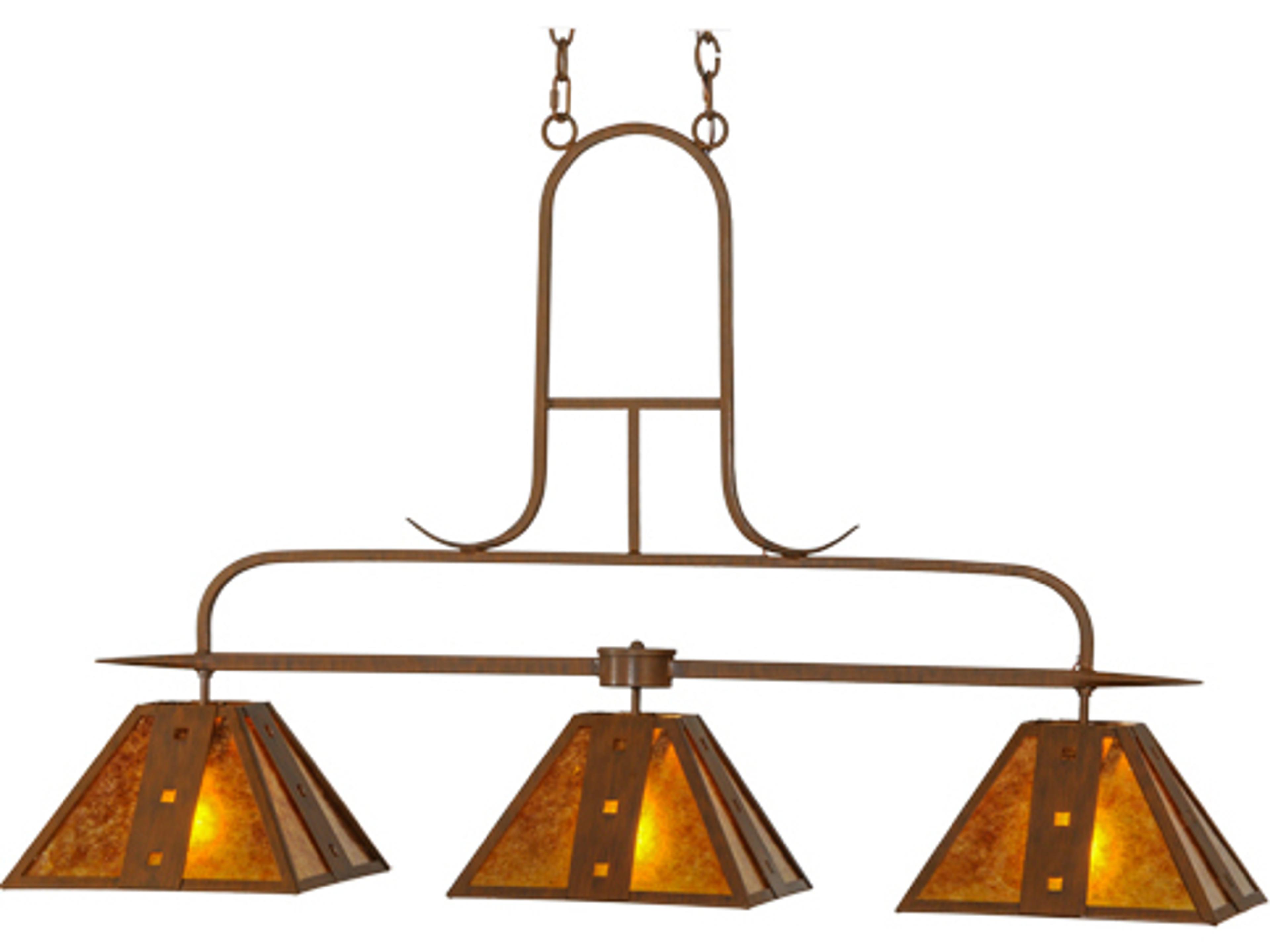 Meyda Hanford 3-Light Rustic Iron Brown Geometric Island Pendant