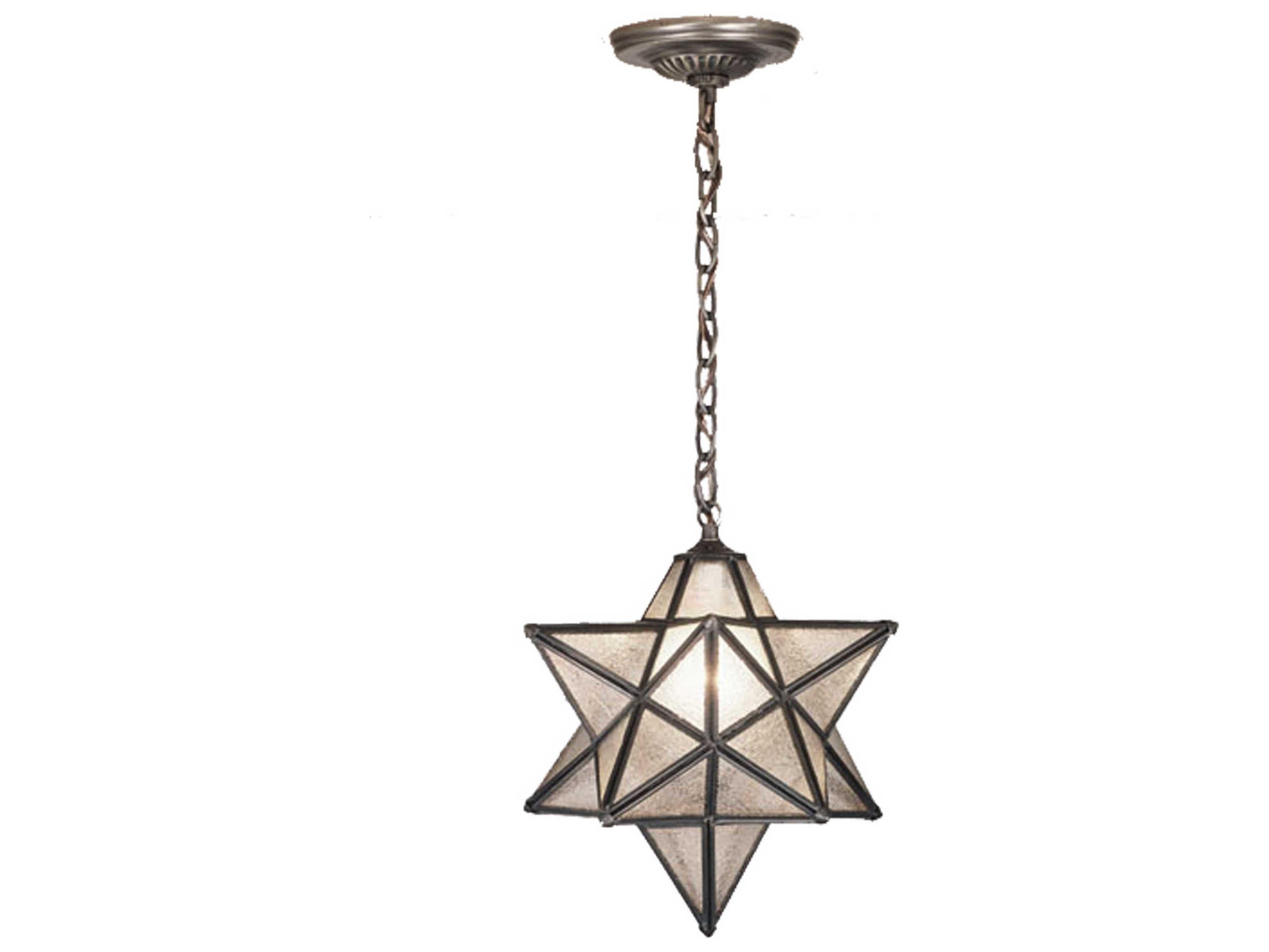Meyda Moravian Star 1-Light Bronze Glass Pendant