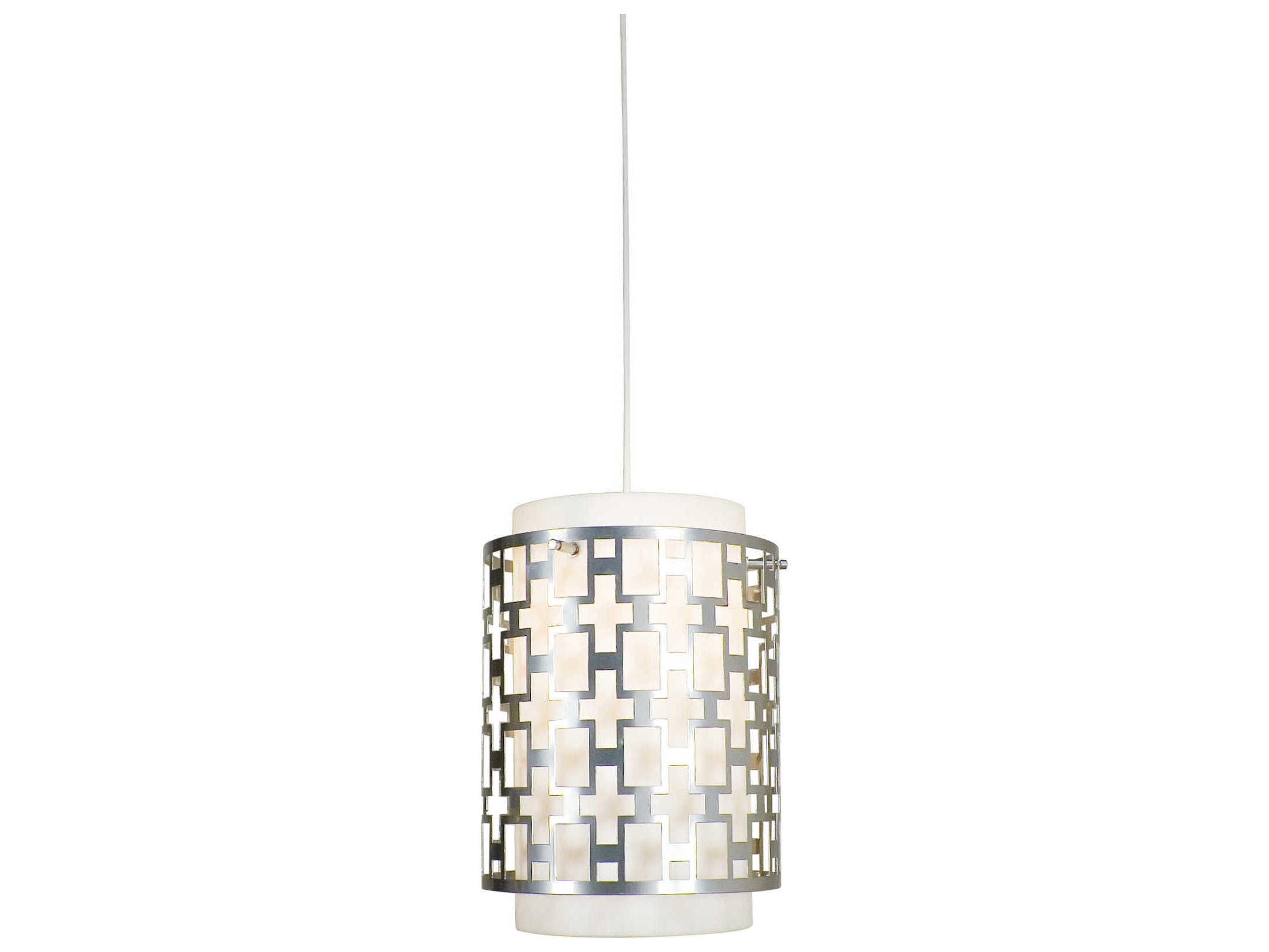 Meyda Icarus 1-Light Nickel White Cylinder Mini Pendant