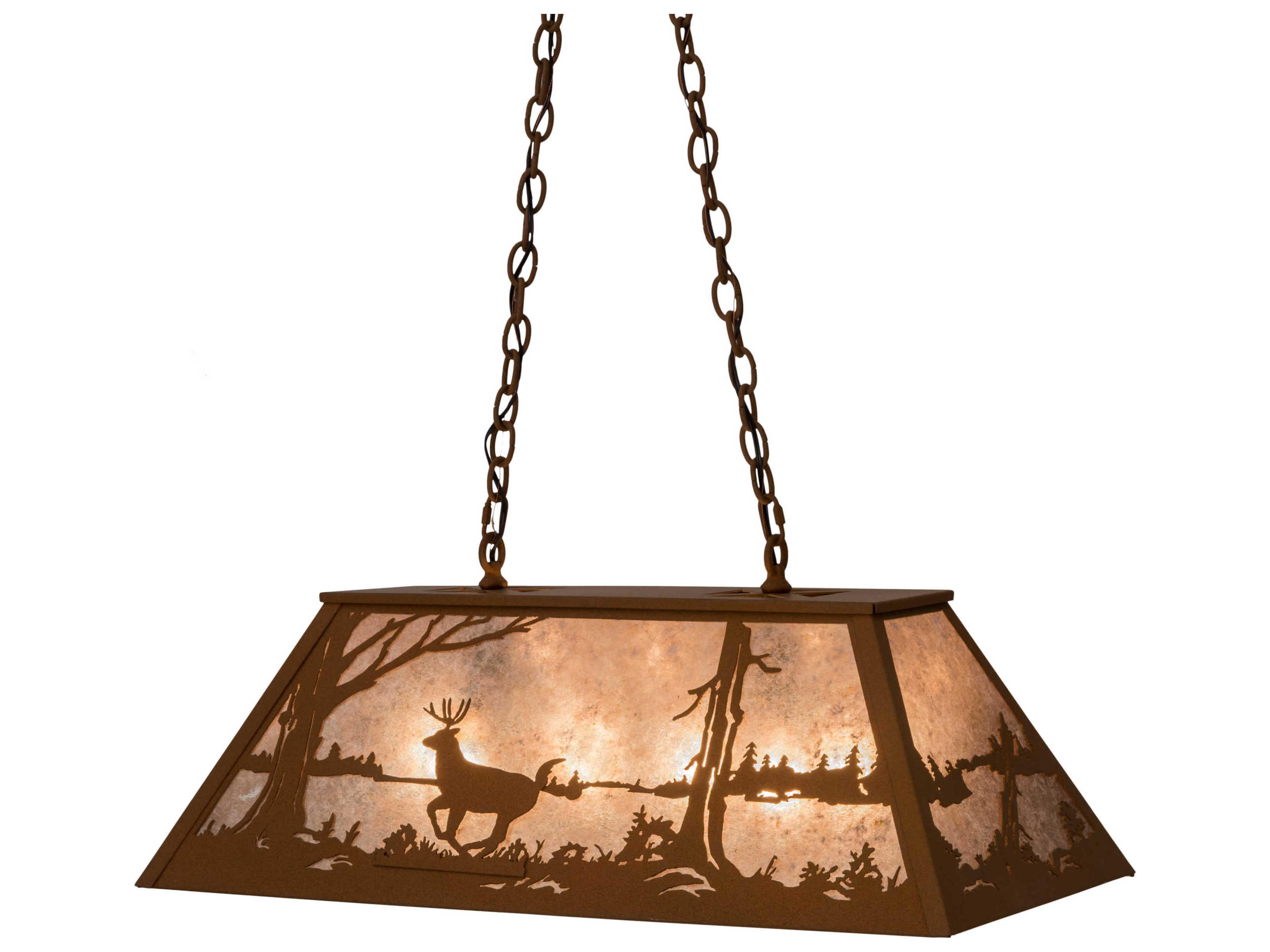 Meyda Deer At Lake 6-Light Brown Glass Island Pendant