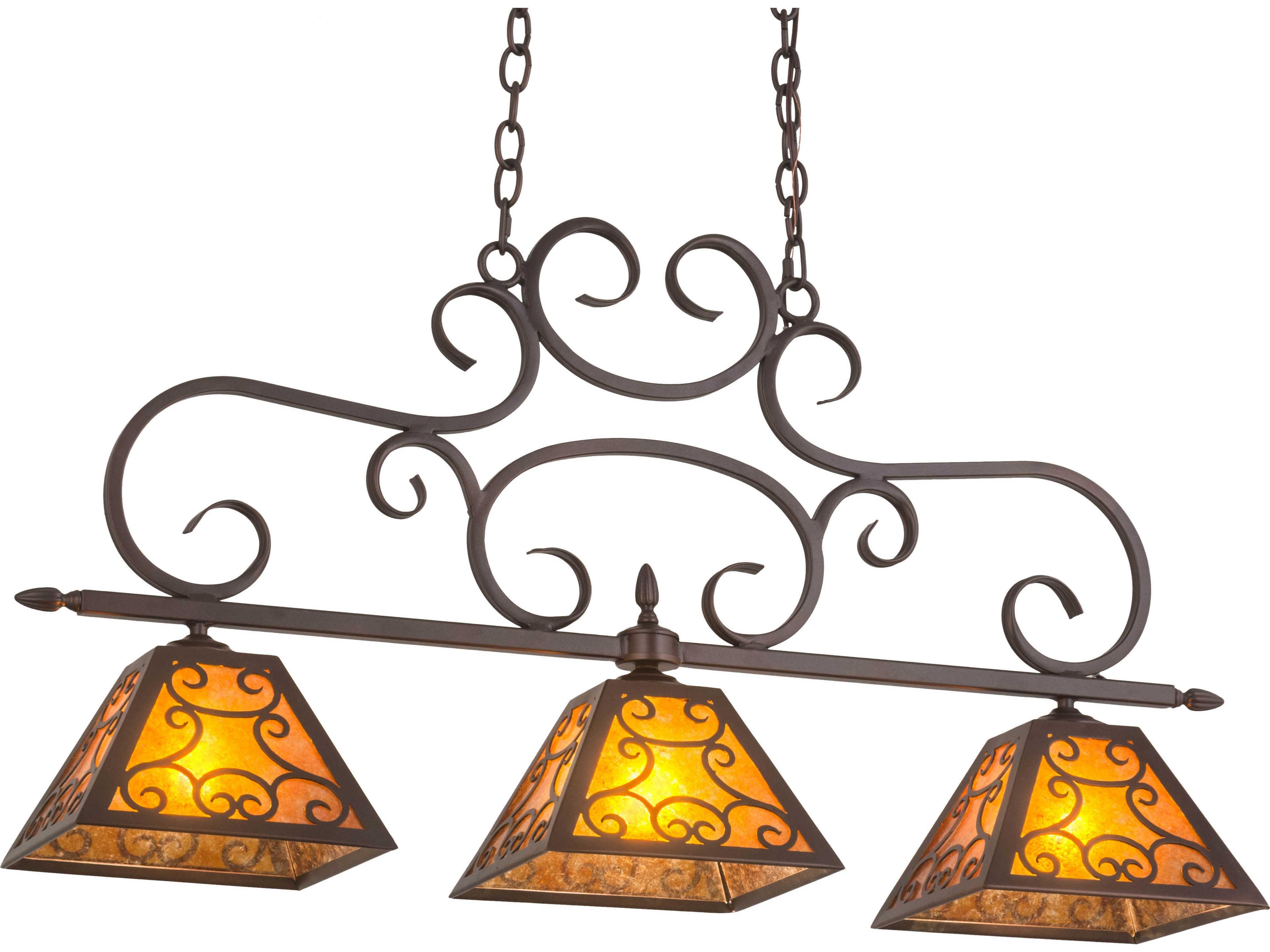 Meyda Bandolei 3-Light Bronze Glass Island Pendant