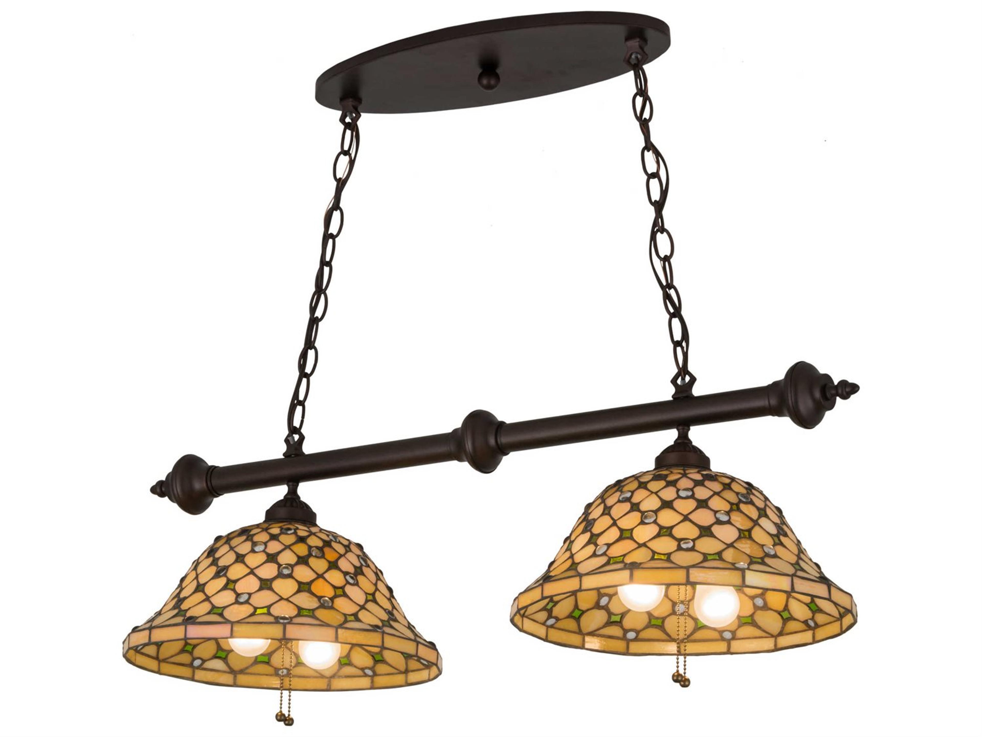 Meyda Diamond & Jewel 4-Light Bronze Glass Tiffany Bowl Island Pendant