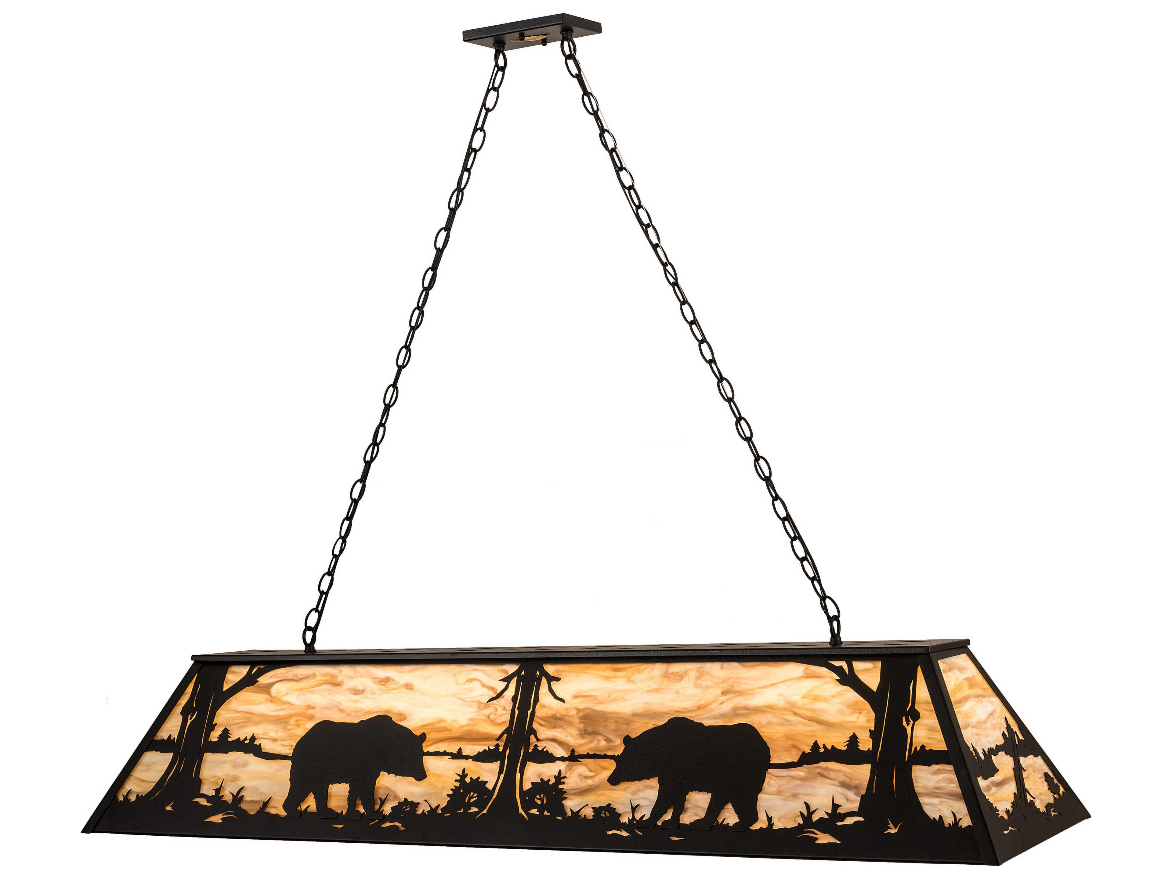 Meyda Bear At Lake 9-Light Black Glass Island Pendant