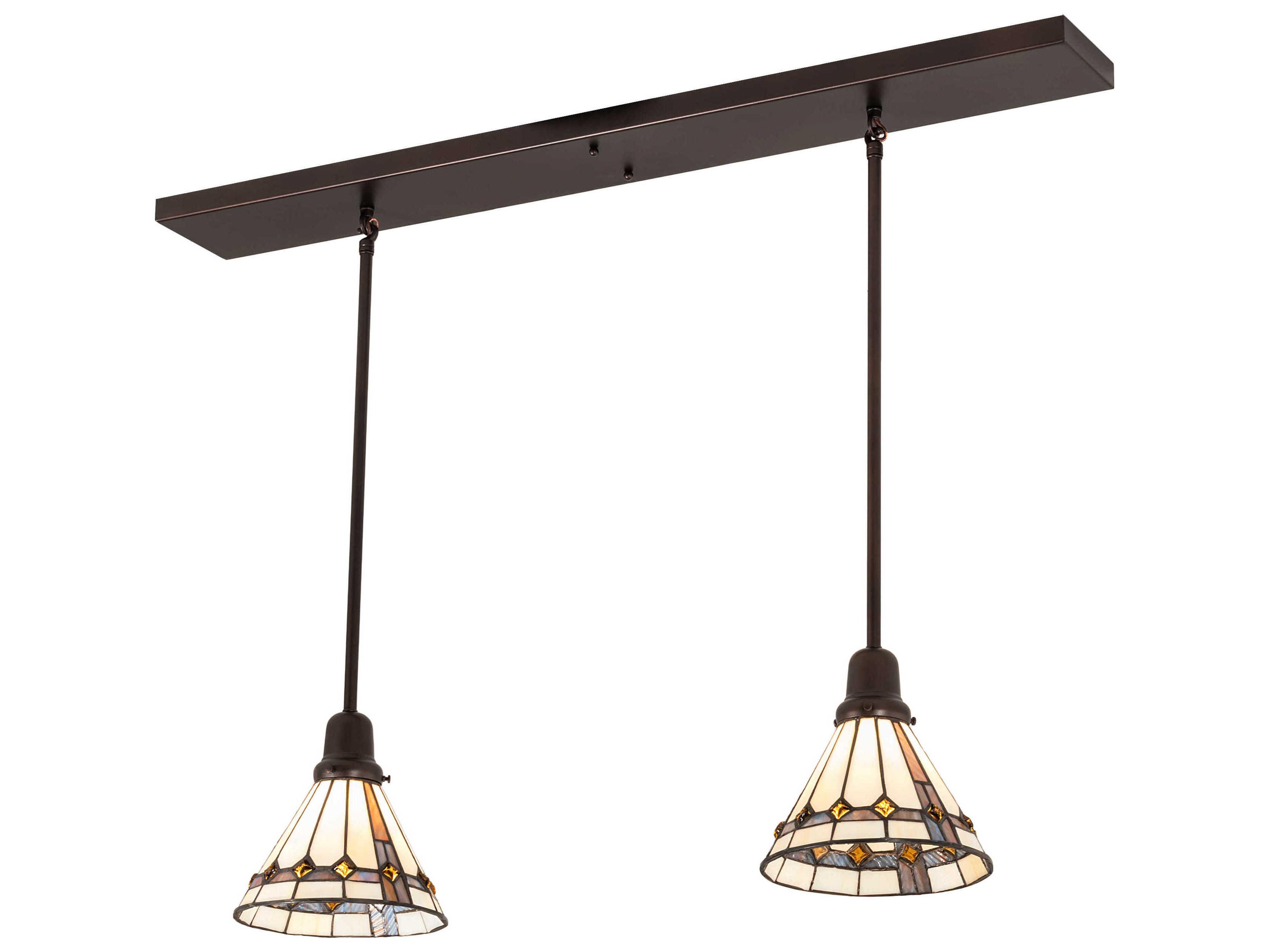 Meyda Belvidere 2-Light Bronze Glass Tiffany Island Pendant