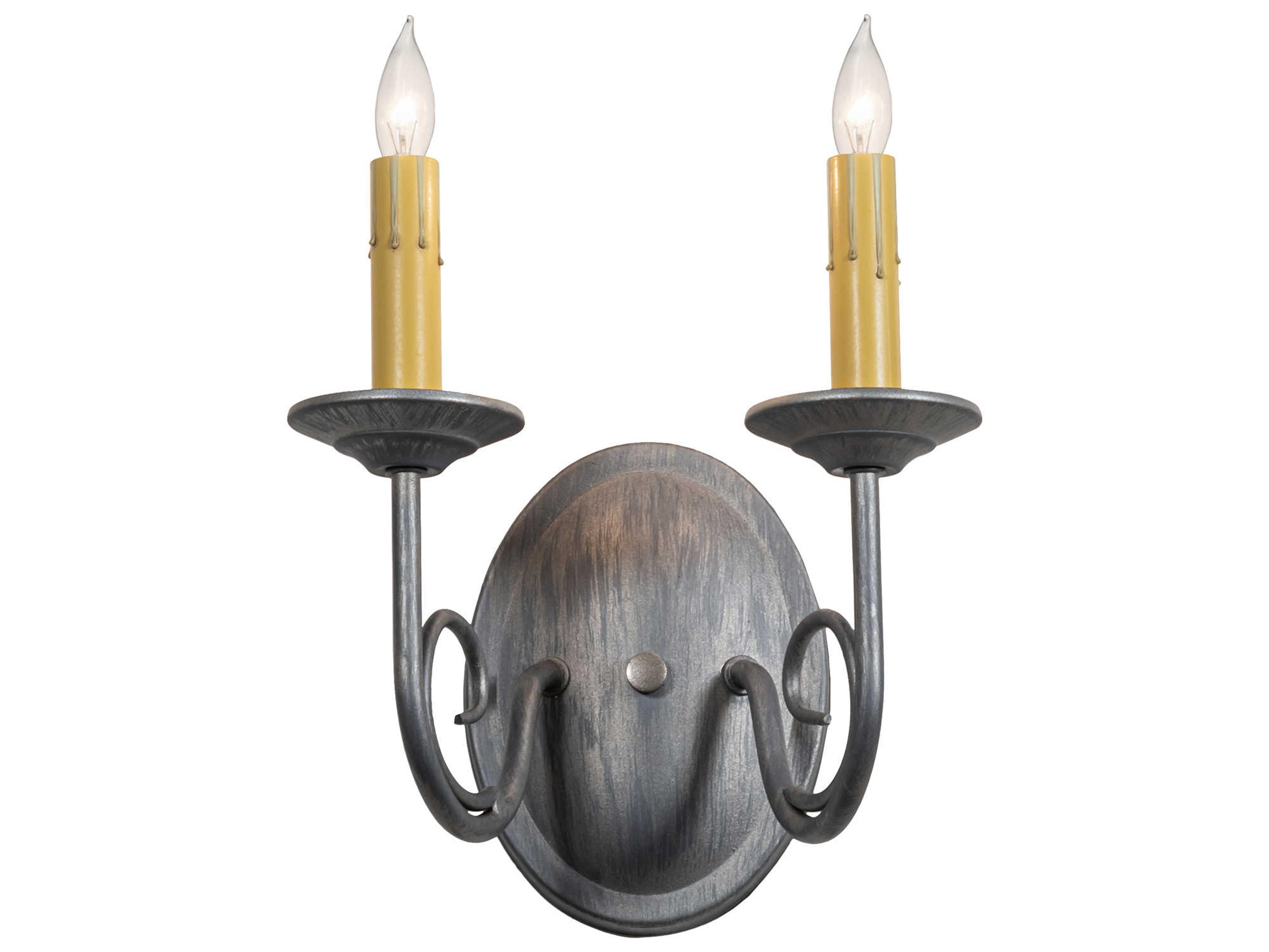 Meyda Jenna 2-Light Antique Charred Iron Gray Wall Sconce