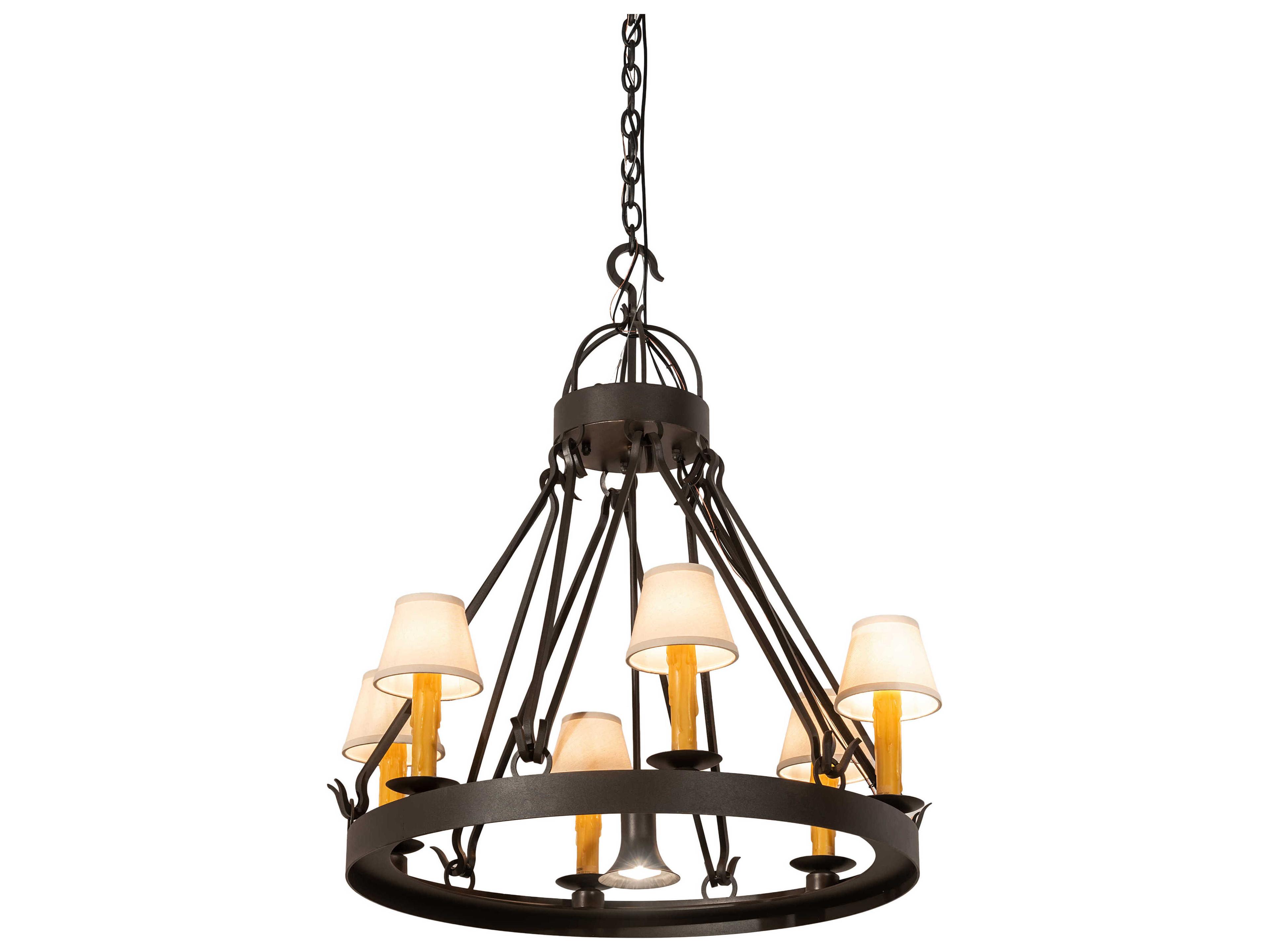 Meyda Lakeshore 7-Light Beige Grey Black Brown Candelabra Empire Chandelier