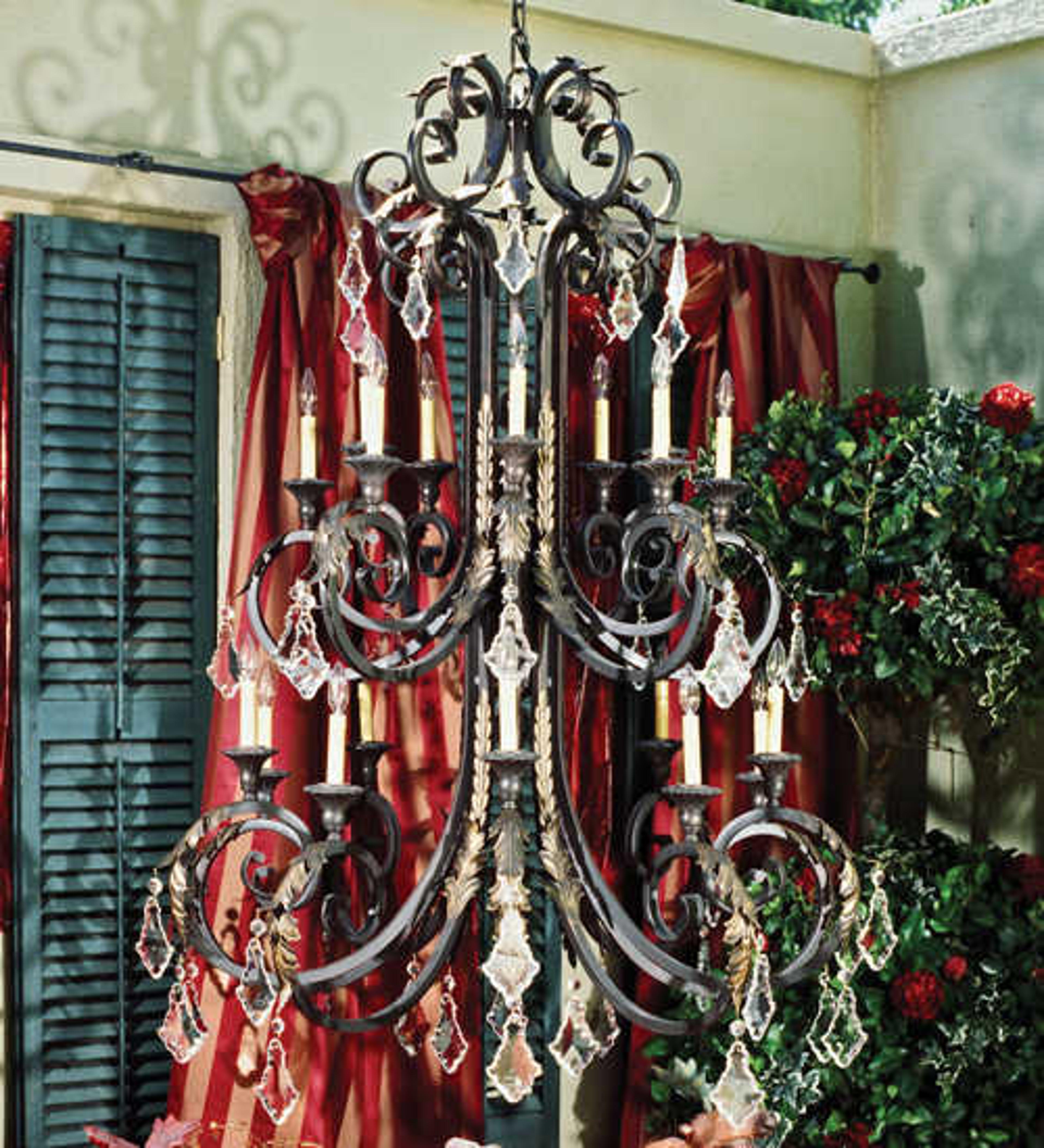 Meyda Serratina 20-Light Bronze Crystal Candelabra Chandelier