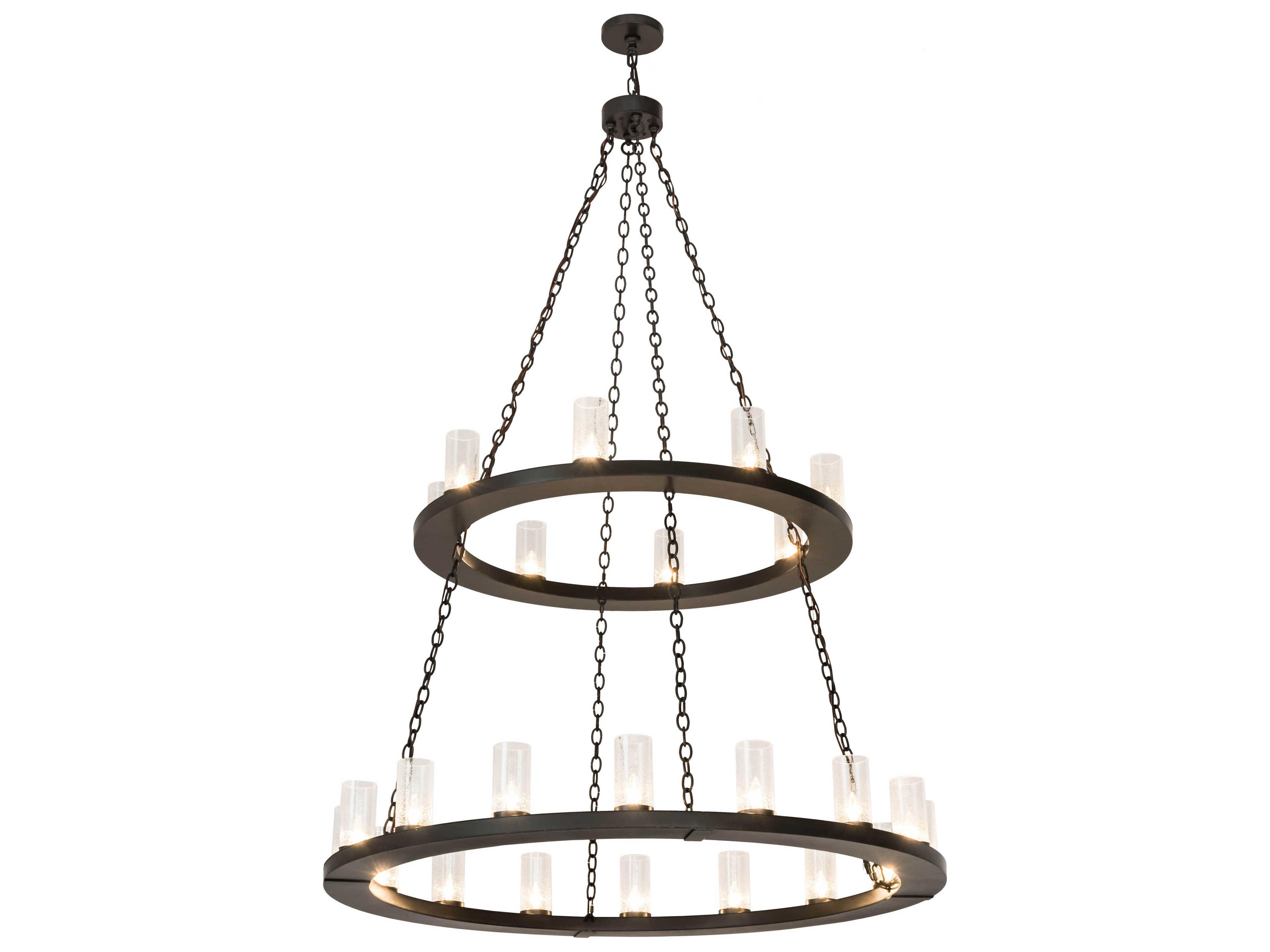 Meyda Loxley 24-Light Bronze Glass Cylinder Round Tiered Chandelier