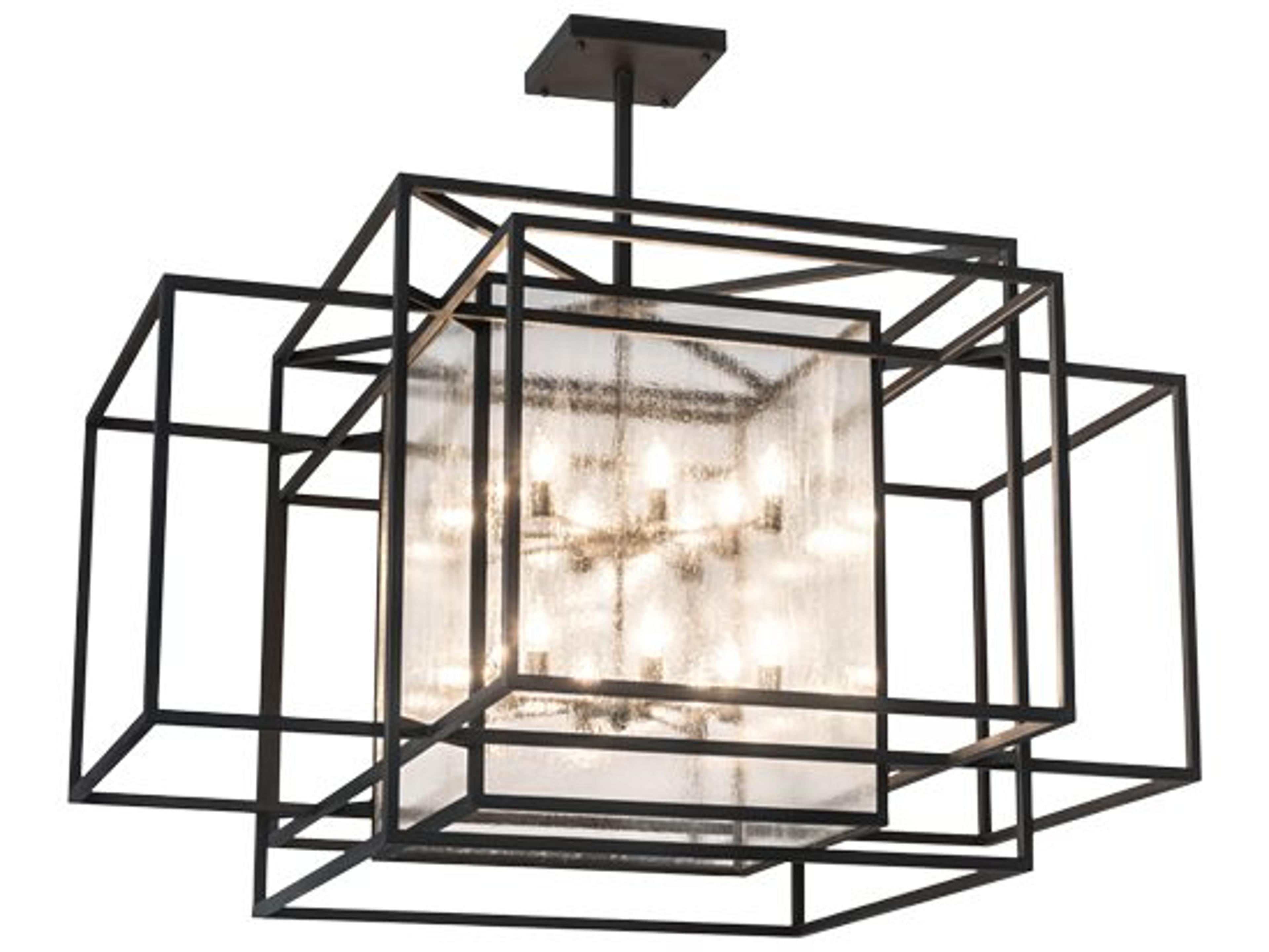 Meyda Kitzi Box 16-Light Black Glass Candelabra Tiered Chandelier