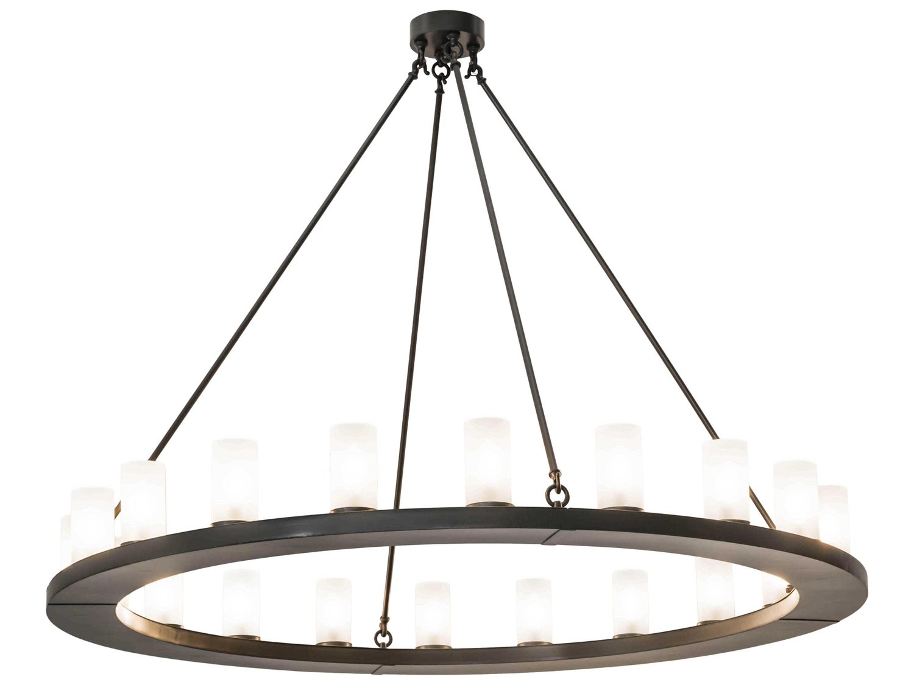 Meyda Loxley 20-Light Bronze Glass Cylinder Round Chandelier