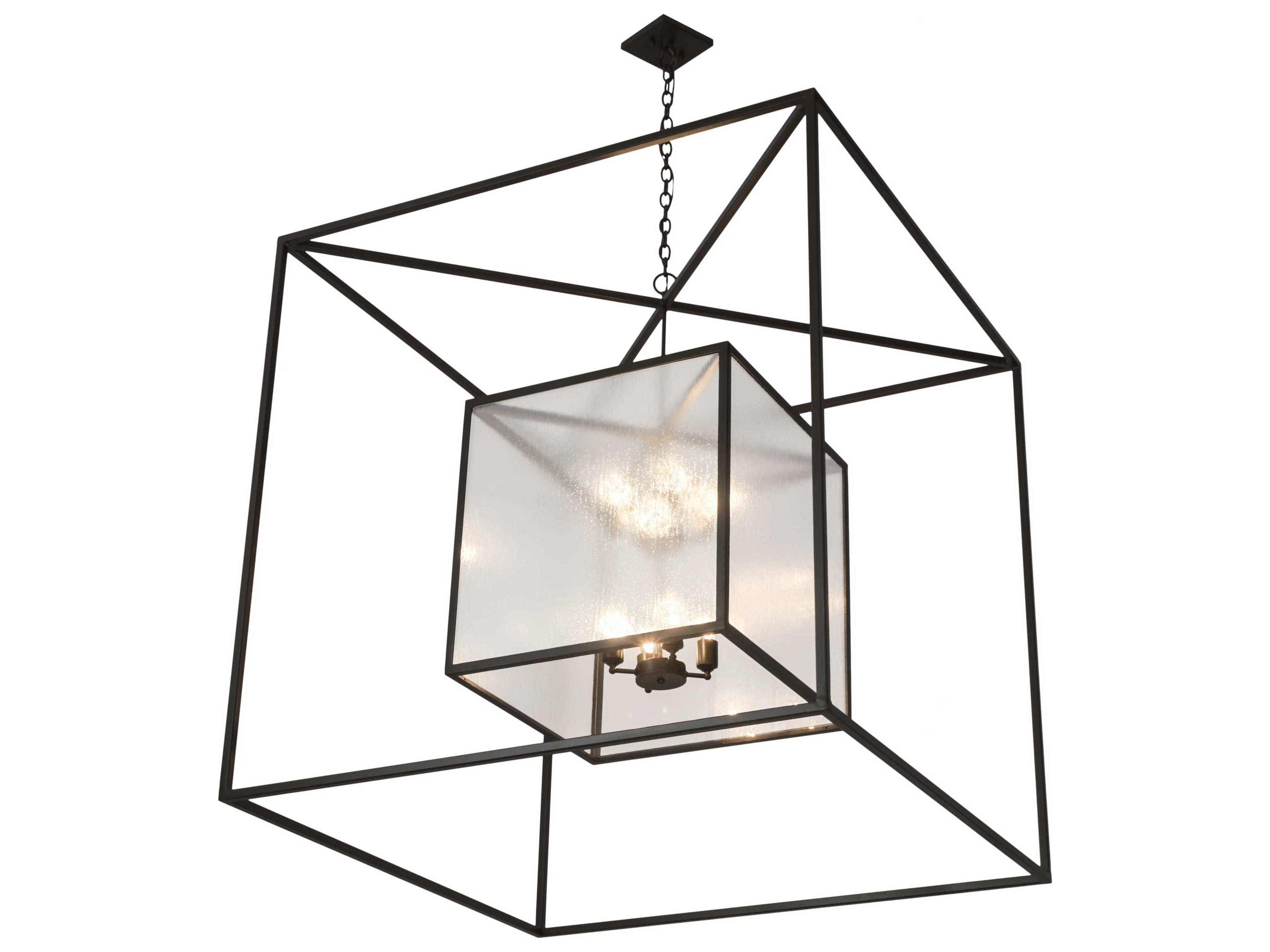 Meyda Kitzi Box 8-Light Bronze Glass Geometric Chandelier