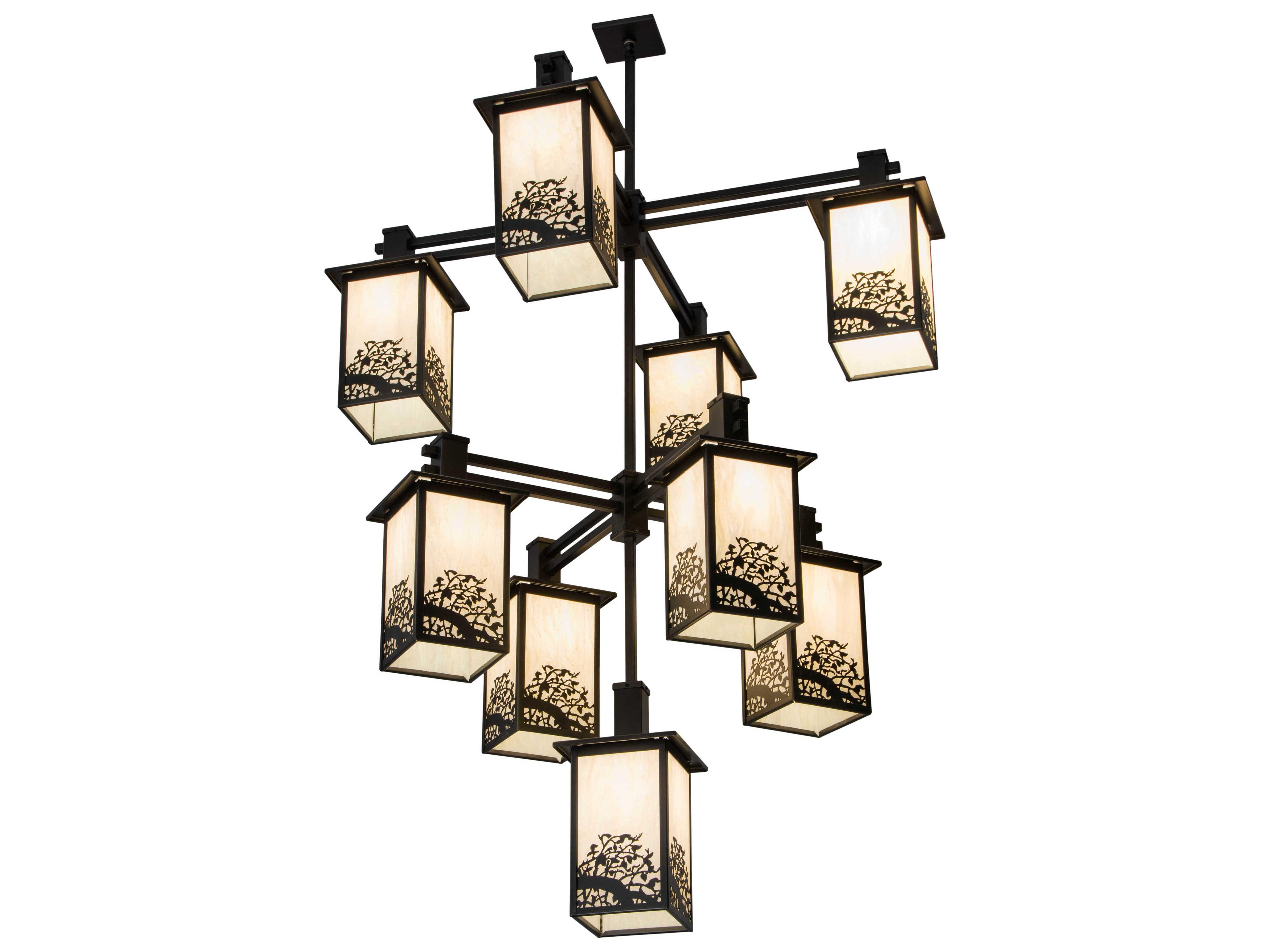 Meyda Hyde Park 9-Light Bronze Glass Chandelier