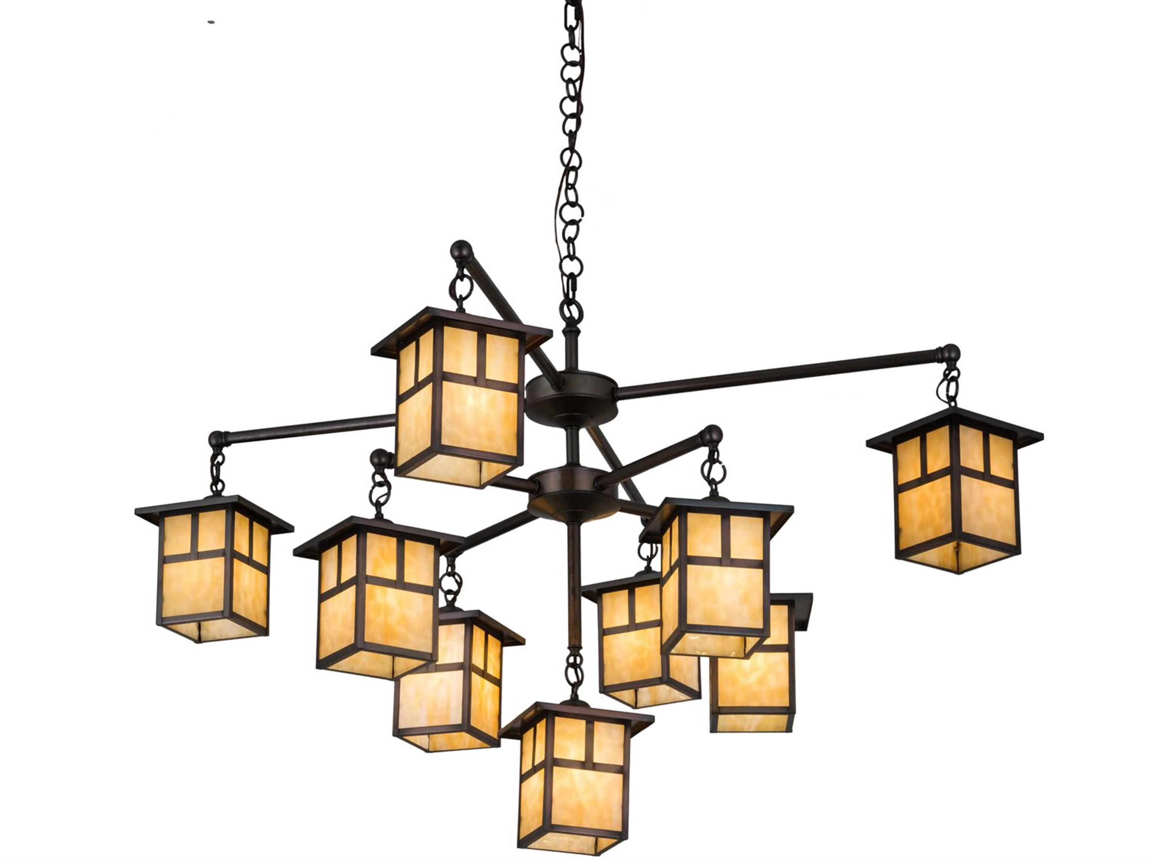 Meyda Hyde Park 9-Light Brown Glass Tiered Chandelier