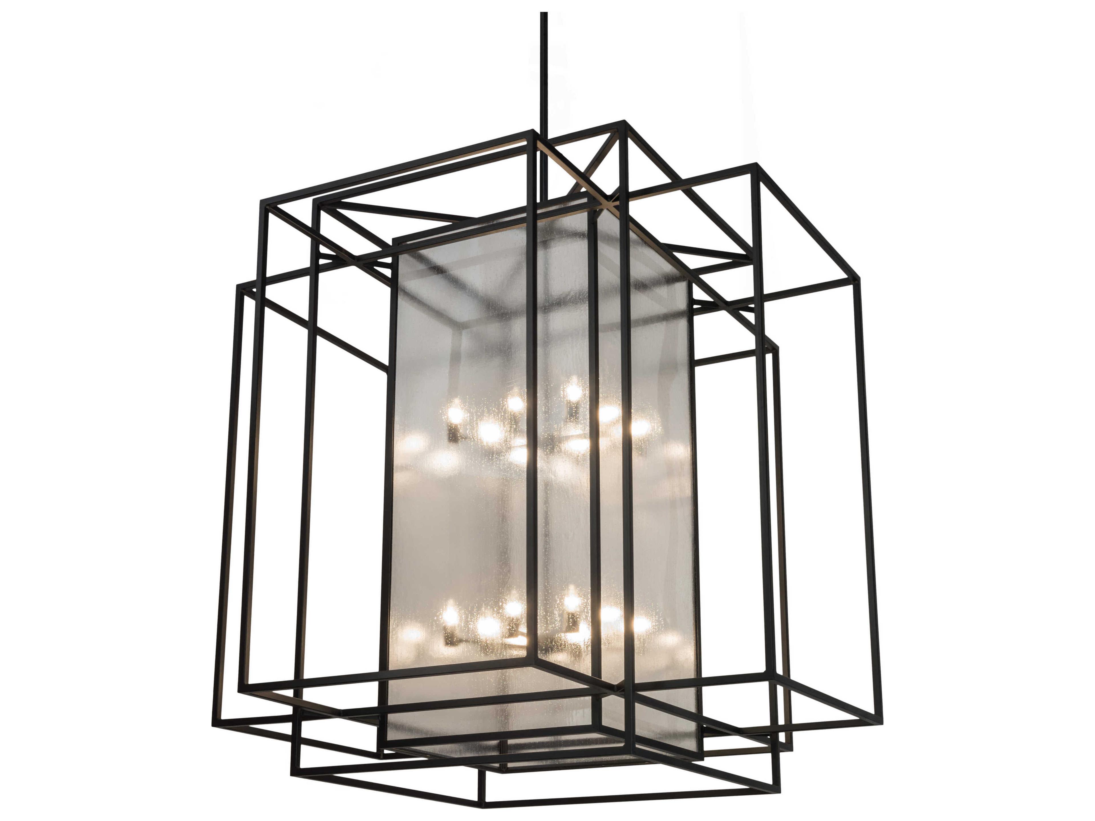 Meyda Kitzi Box 16-Light Black Glass Geometric Chandelier
