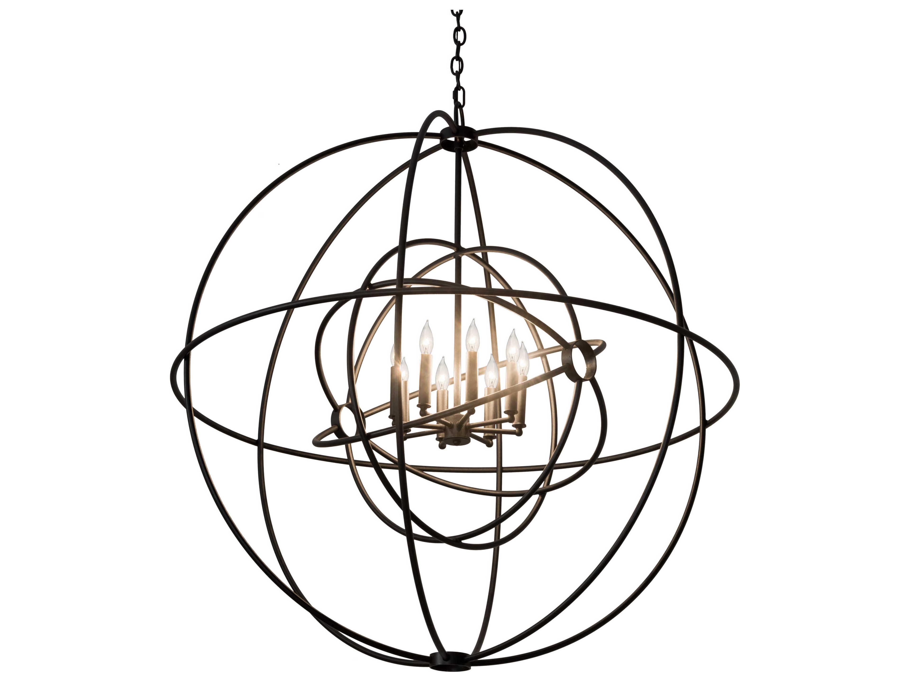 Meyda Atom Enerjisi 8-Light Black Candelabra Geometric Chandelier