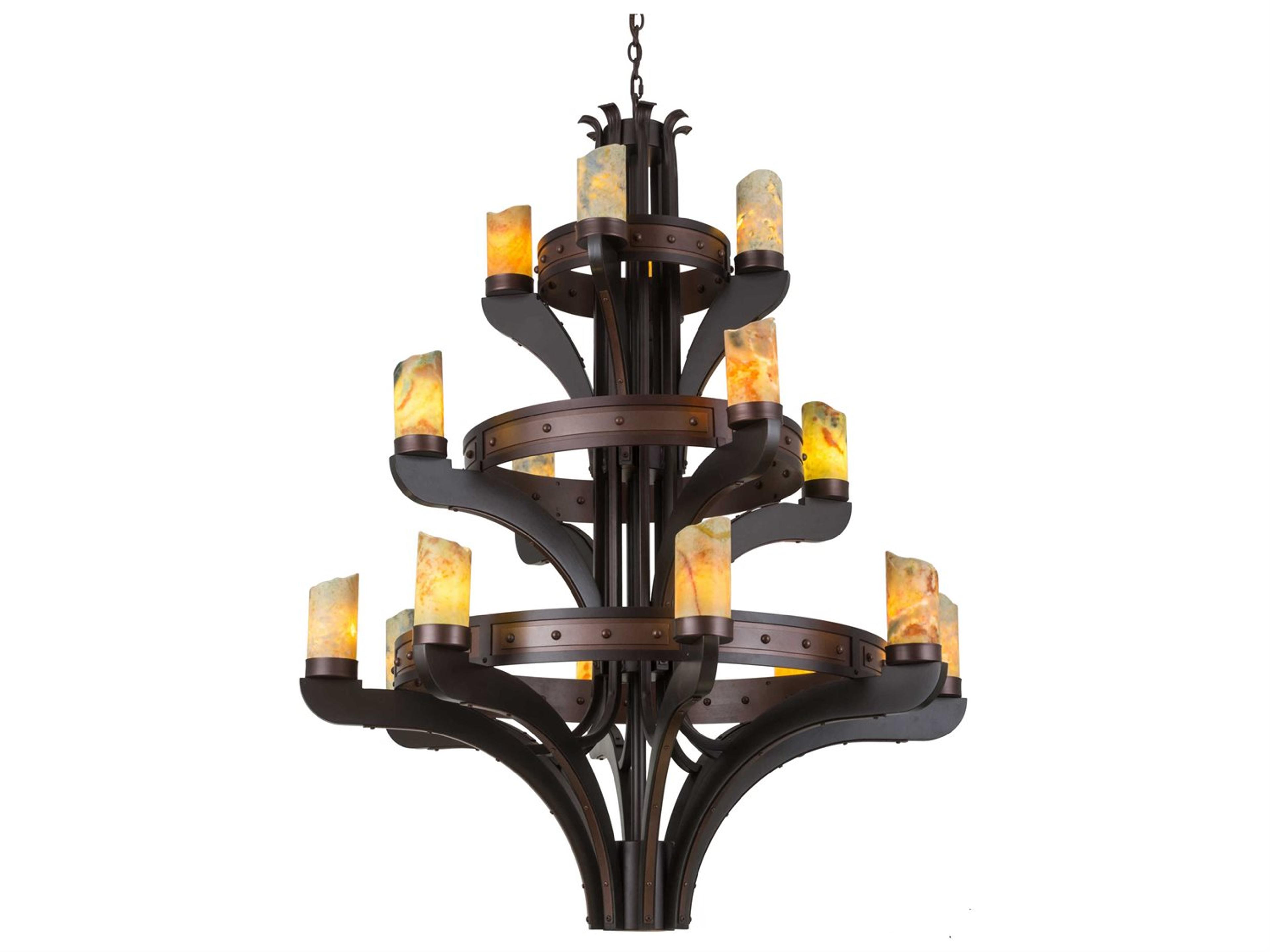 Meyda Castilla 1-Light6 1 Bronze Cylinder Tiered Chandelier