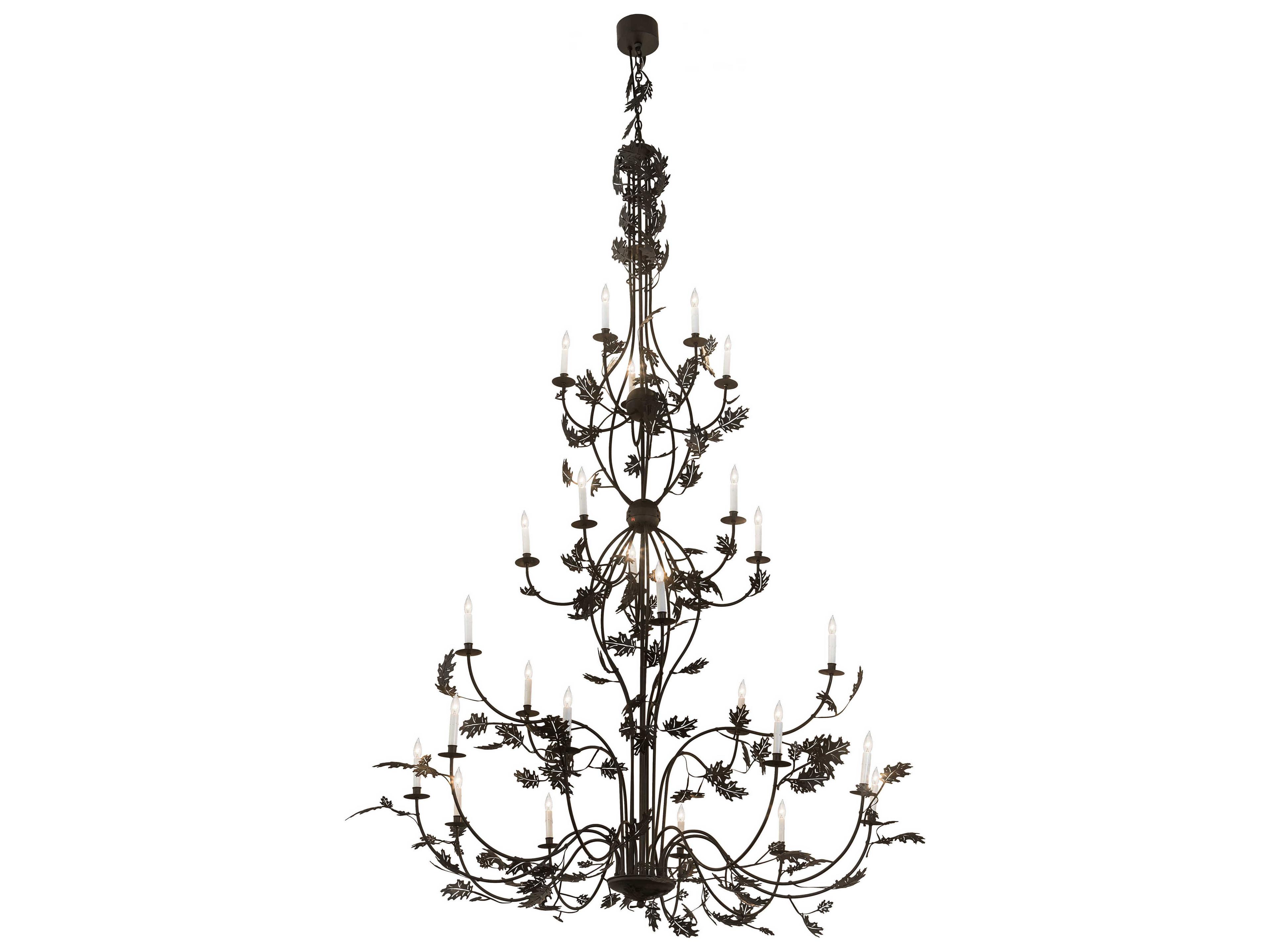 Meyda Oak Leaf 25-Light Black Glass Tiered Chandelier