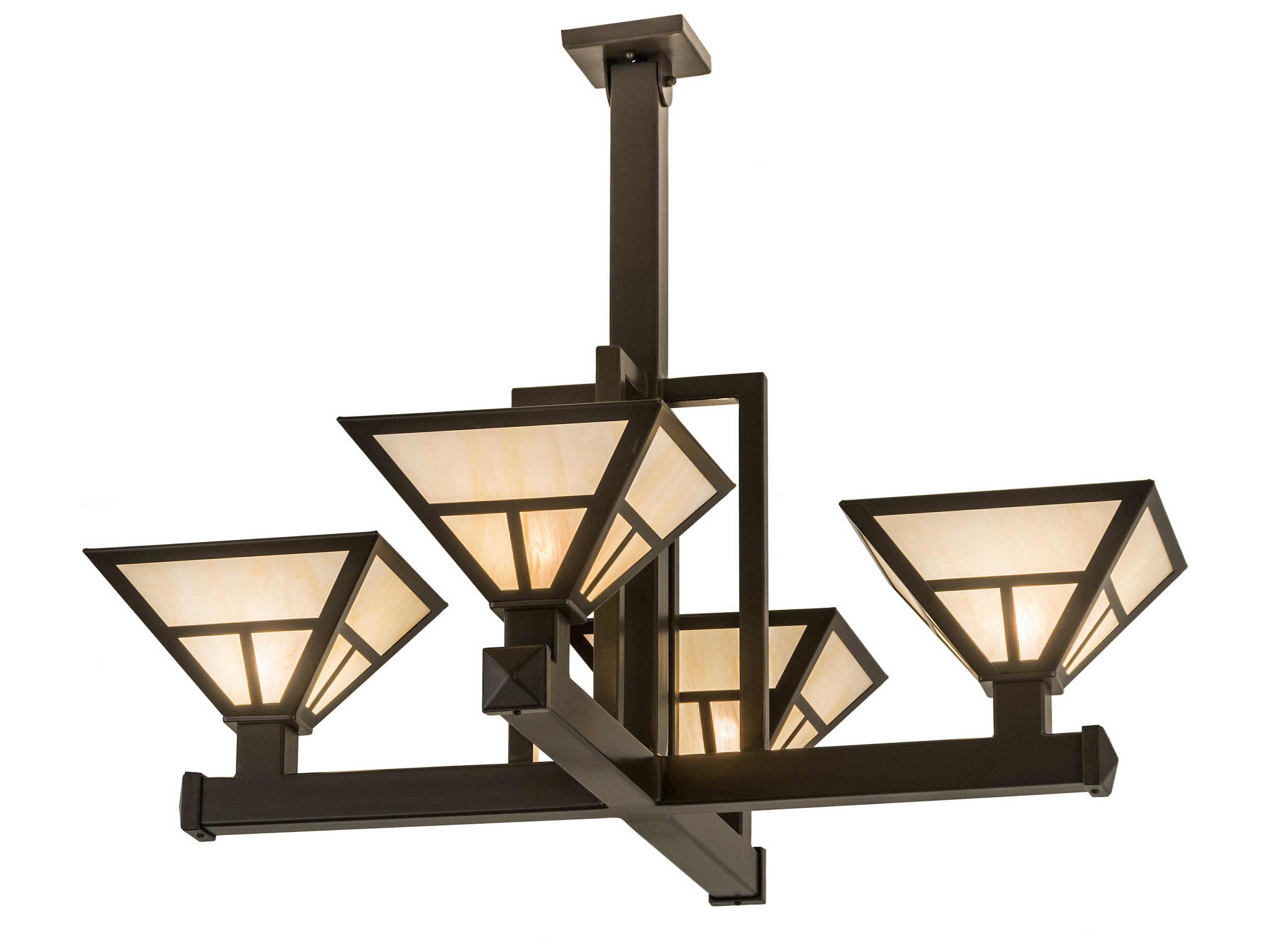 Meyda T-mission 4-Light Bronze Glass Chandelier