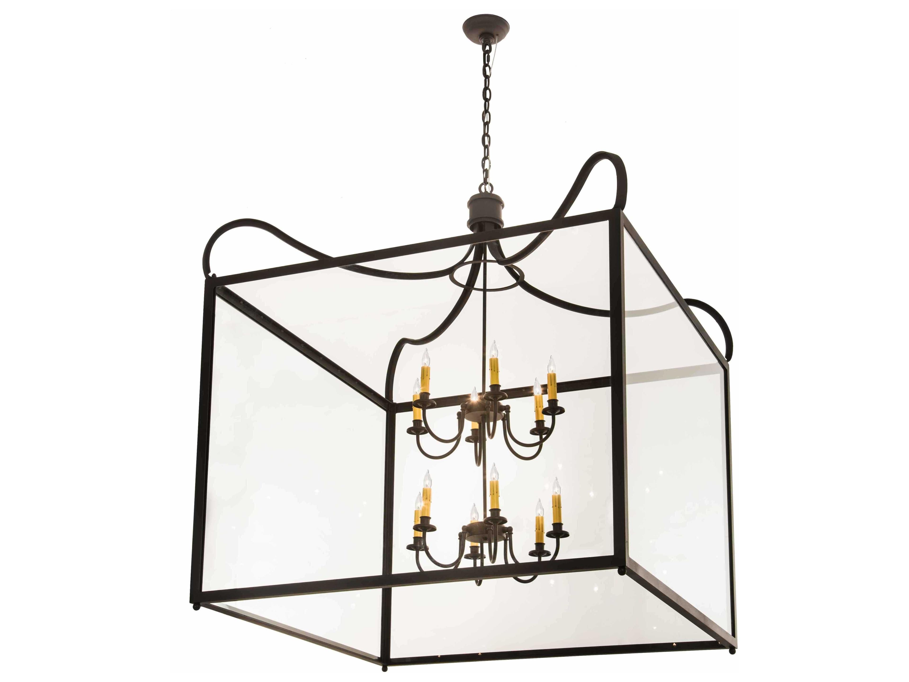 Meyda 16-Light Black Glass Candelabra Tiered Chandelier