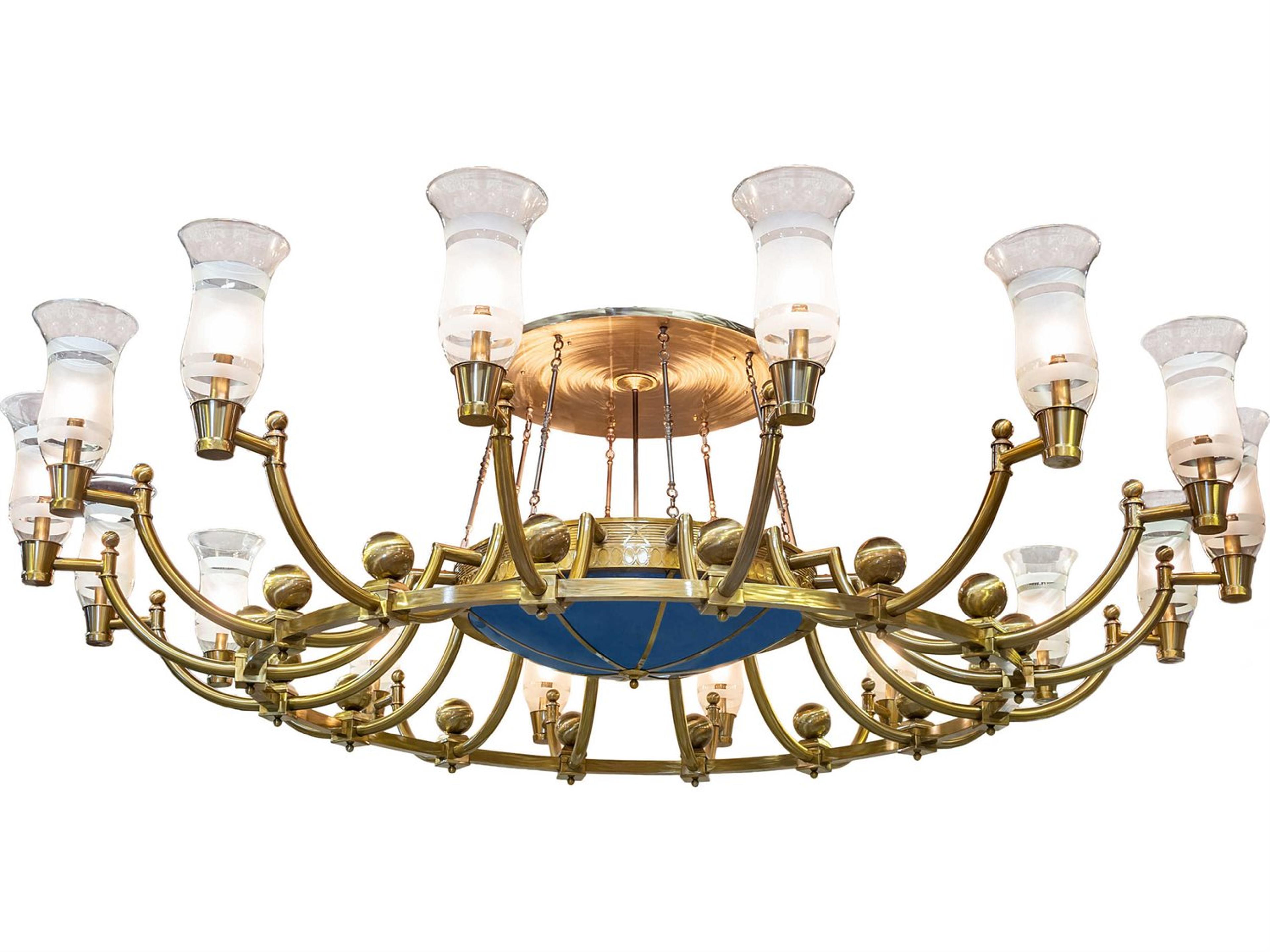 Meyda Kahe 32-Light Brass Glass Bell Chandelier