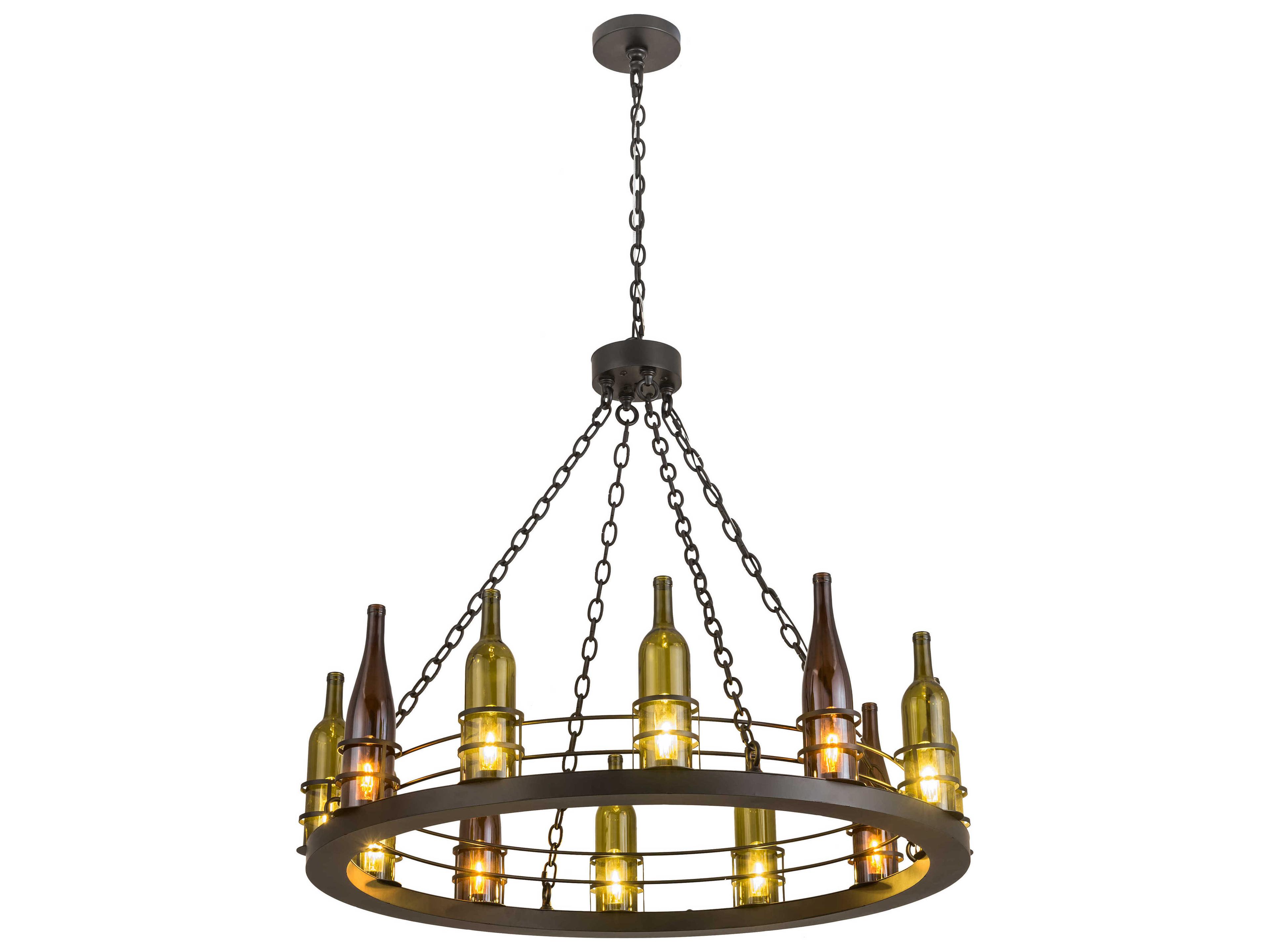 Meyda Tuscan Vineyard 12-Light Black Glass Round Chandelier