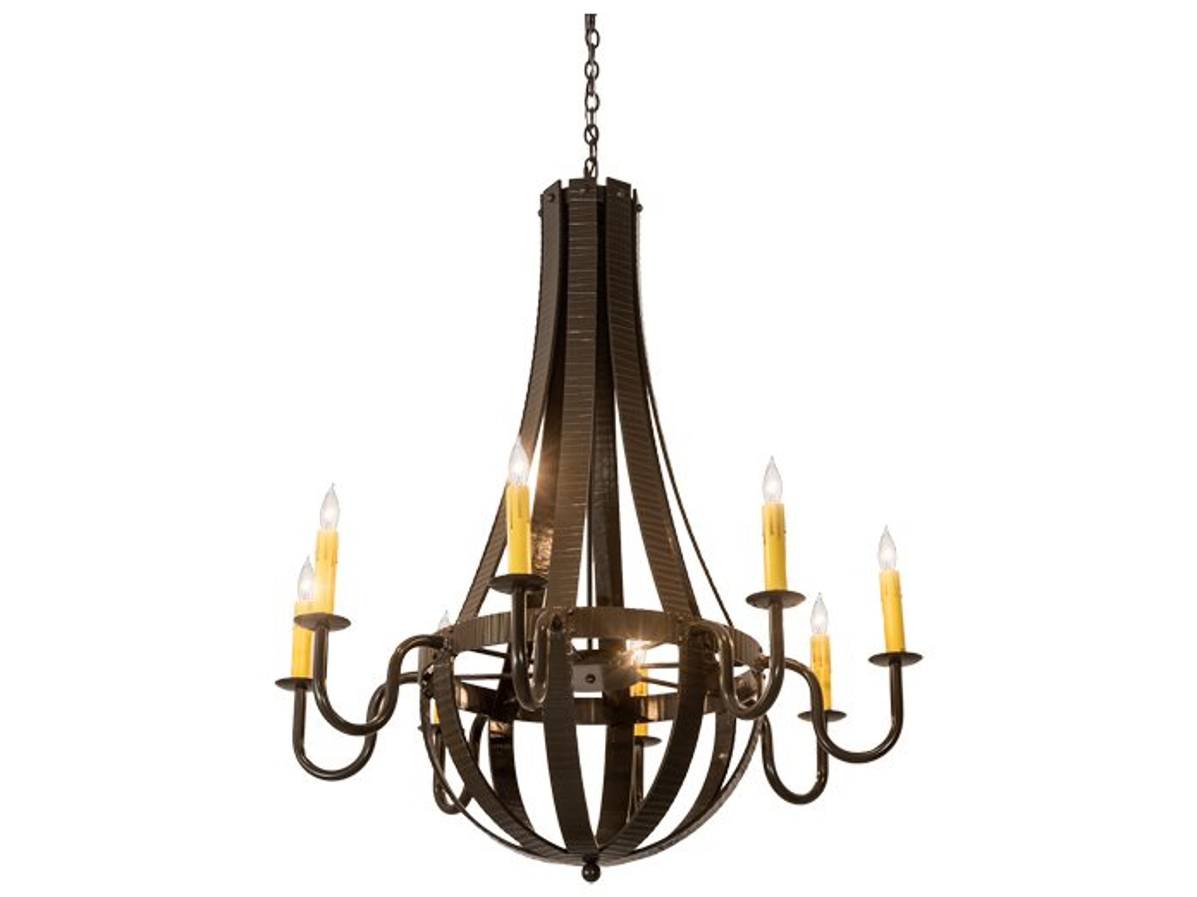 Meyda Barrel Stave 8-Light Bronze Candelabra Chandelier