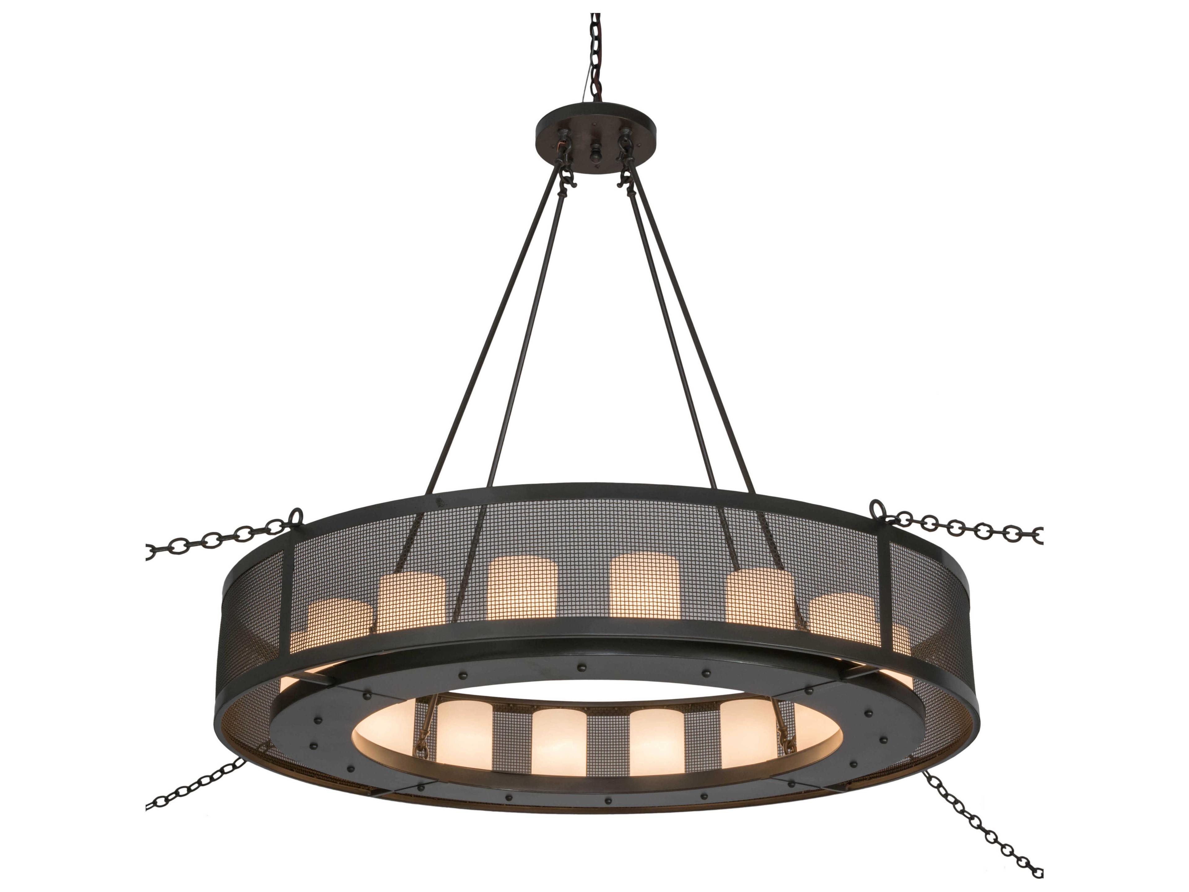 Meyda Loxley 16-Light Bronze Glass Cylinder Round Chandelier