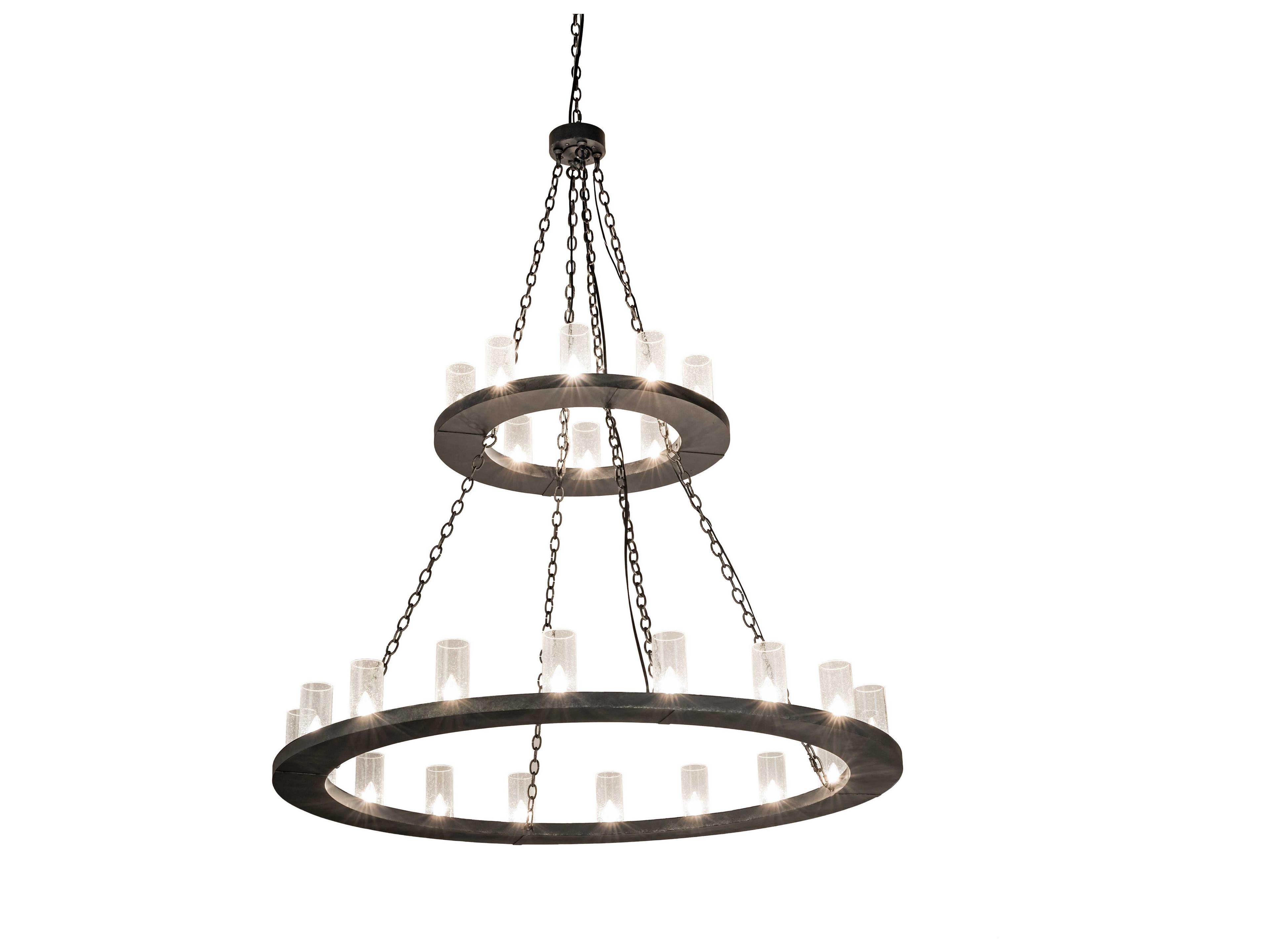 Meyda Loxley 18-Light Black Glass Cylinder Tiered Chandelier