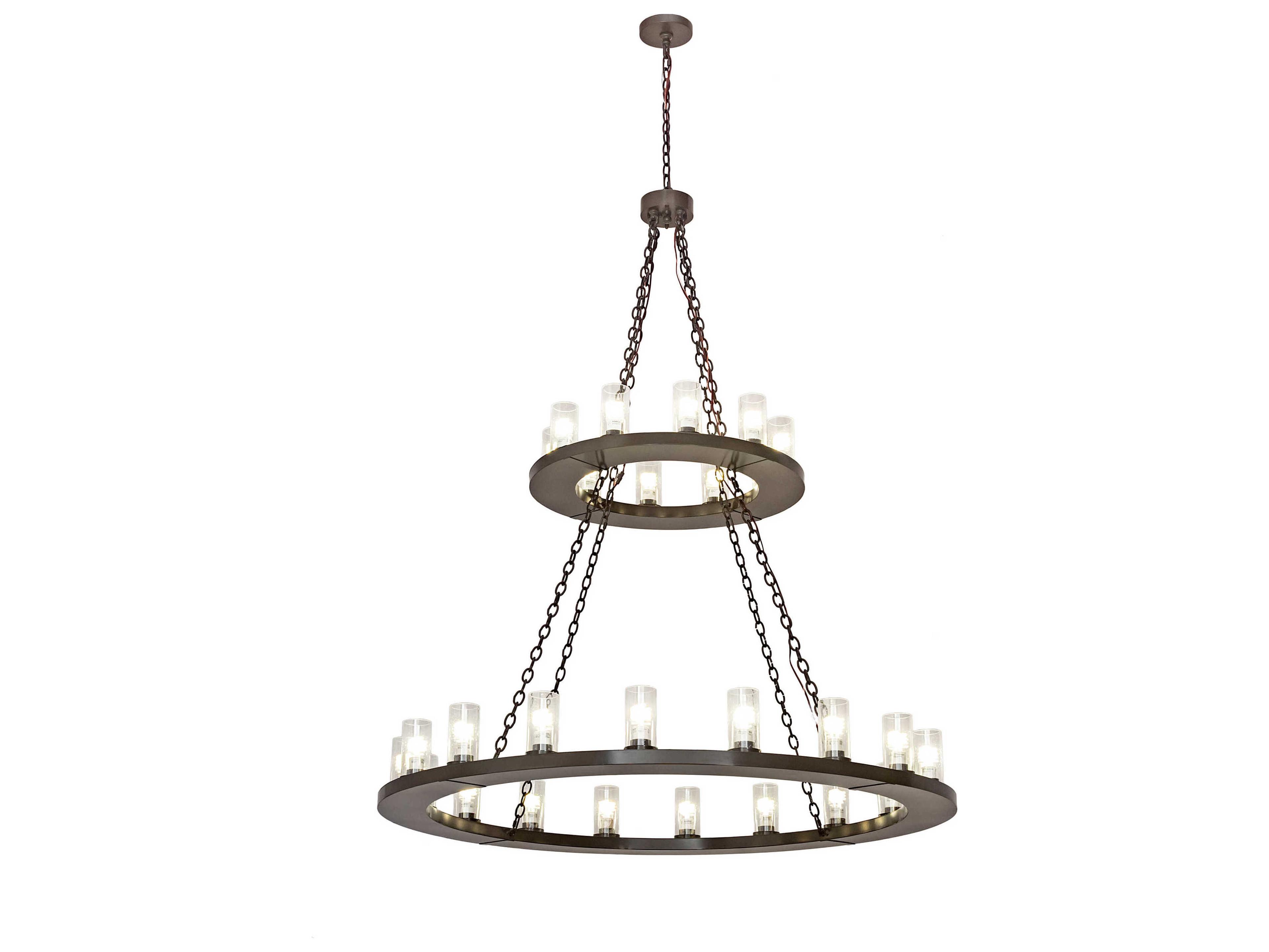Meyda Loxley 28-Light Bronze Glass Cylinder Tiered Chandelier