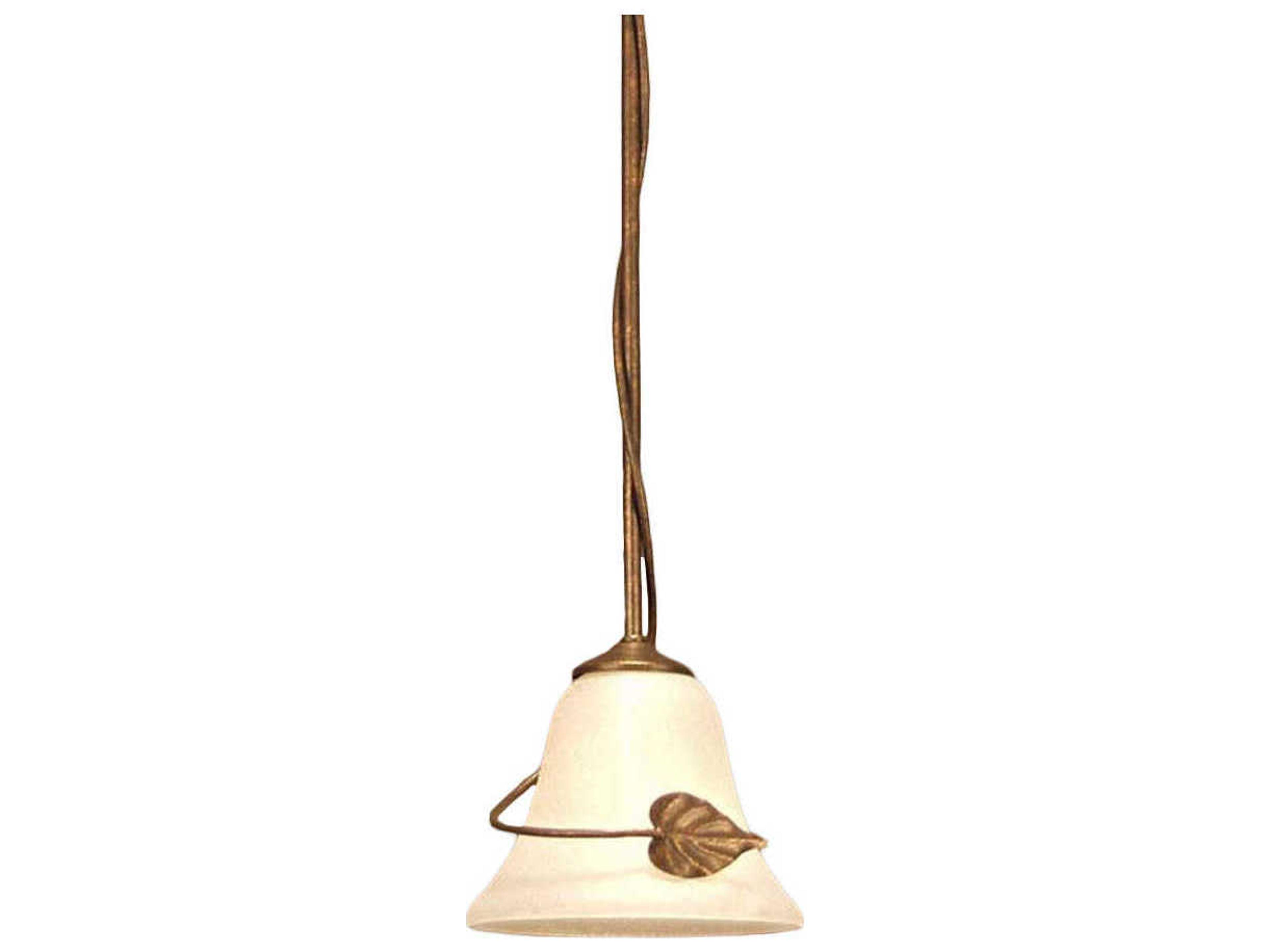 Meyda Leaf 1-Light Antique Rust Brown Glass Bell Mini Pendant