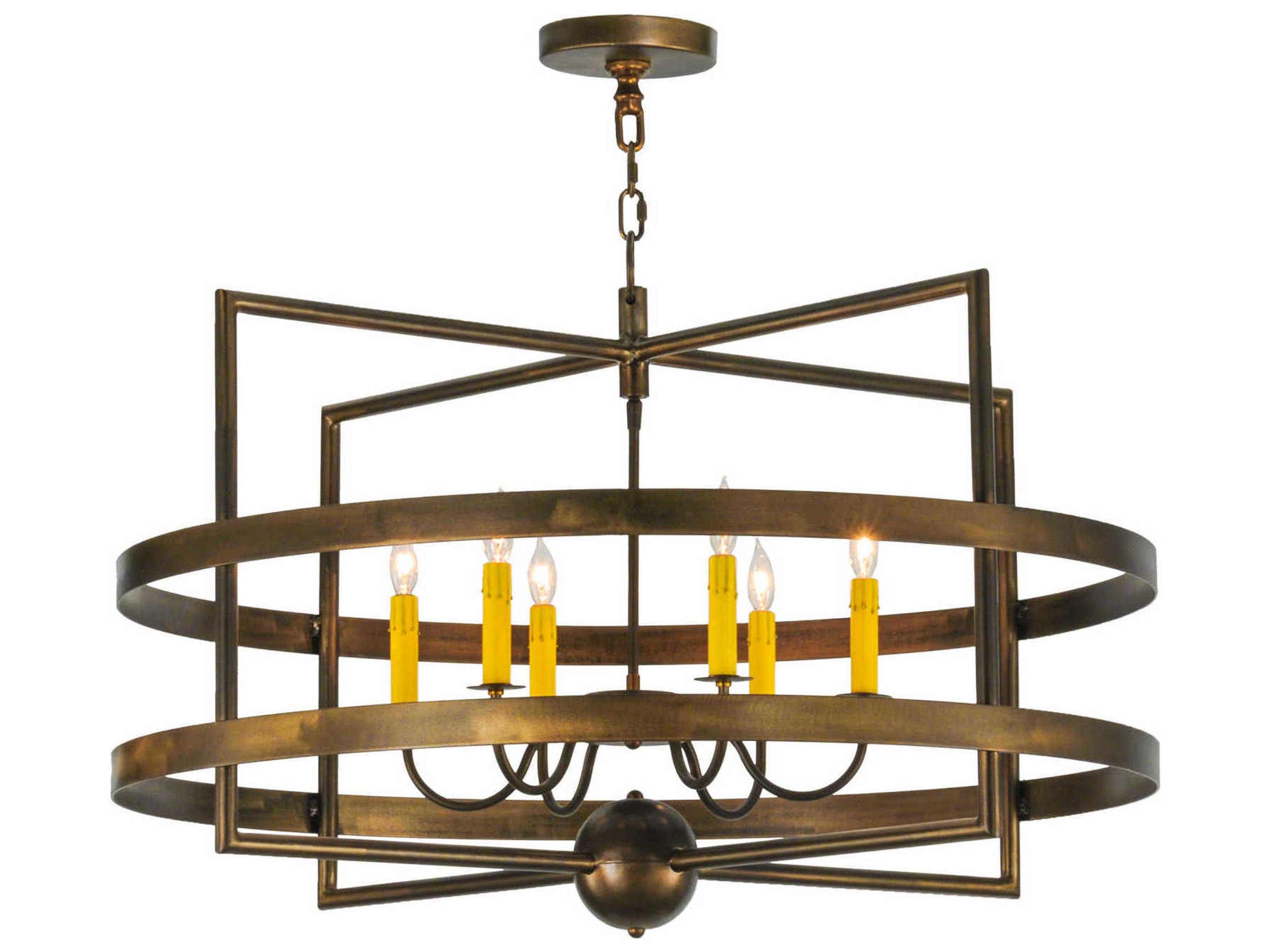 Meyda Aldari 6-Light Copper Candelabra Geometric Chandelier