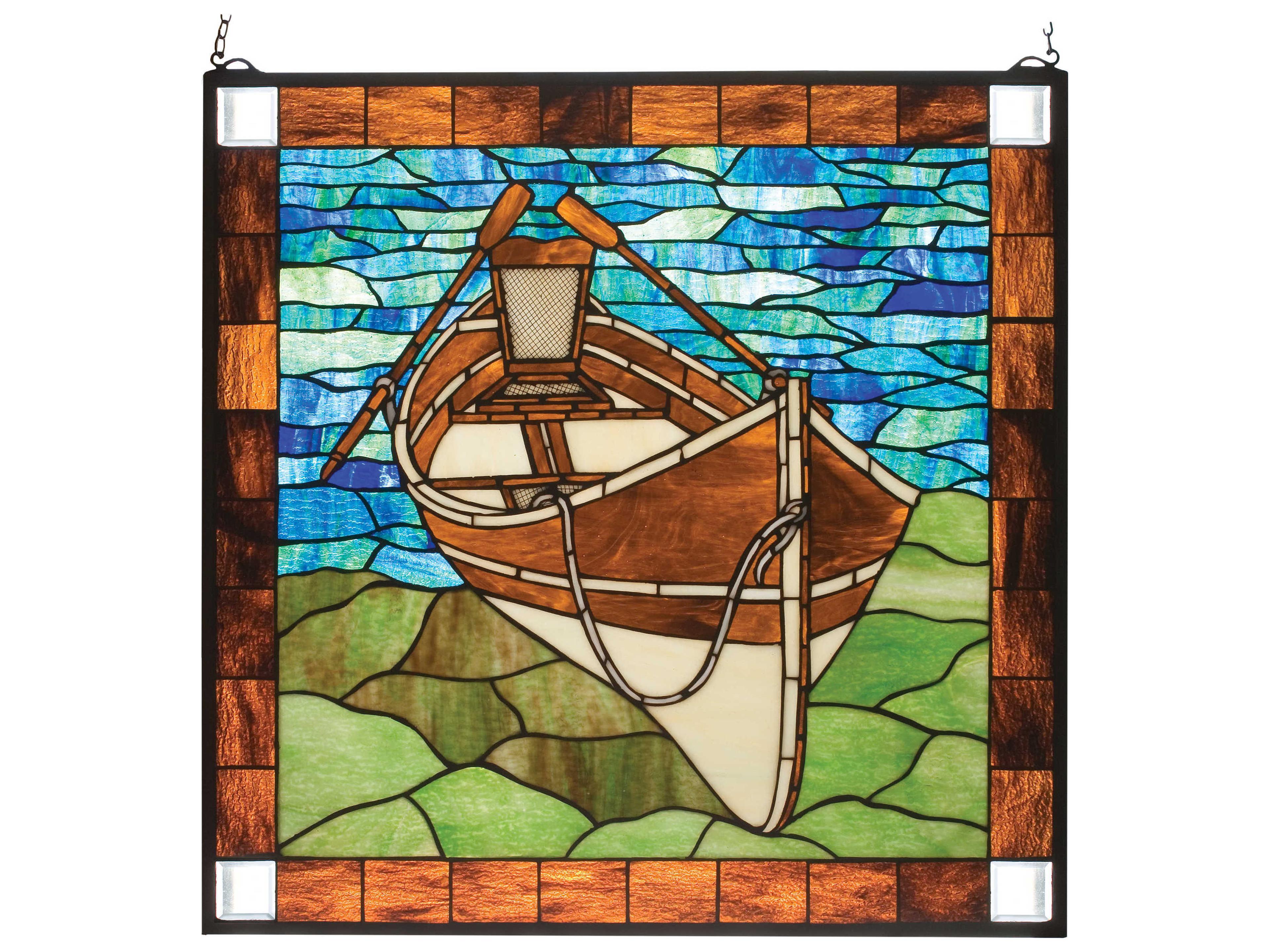 Meyda Beached Guideboat Stained Glass Window
