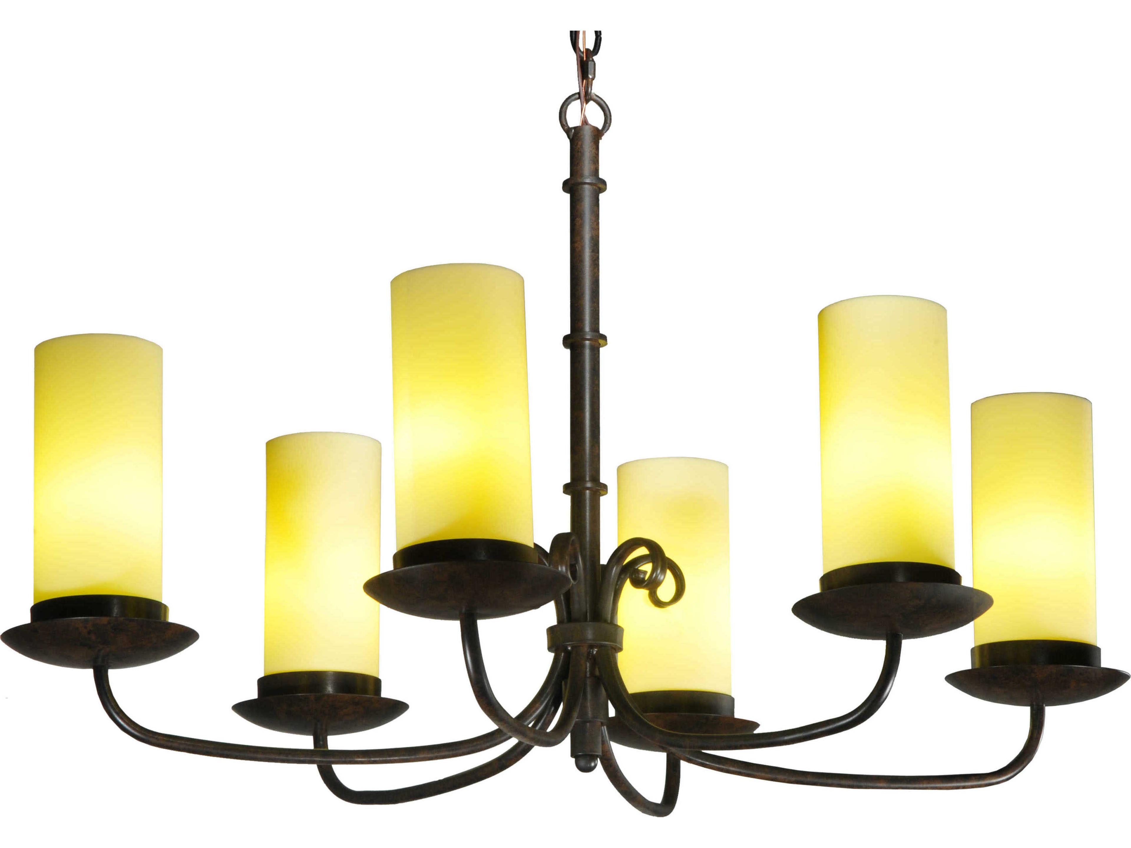 Meyda Lodge 6-Light Brown Glass Cylinder Chandelier