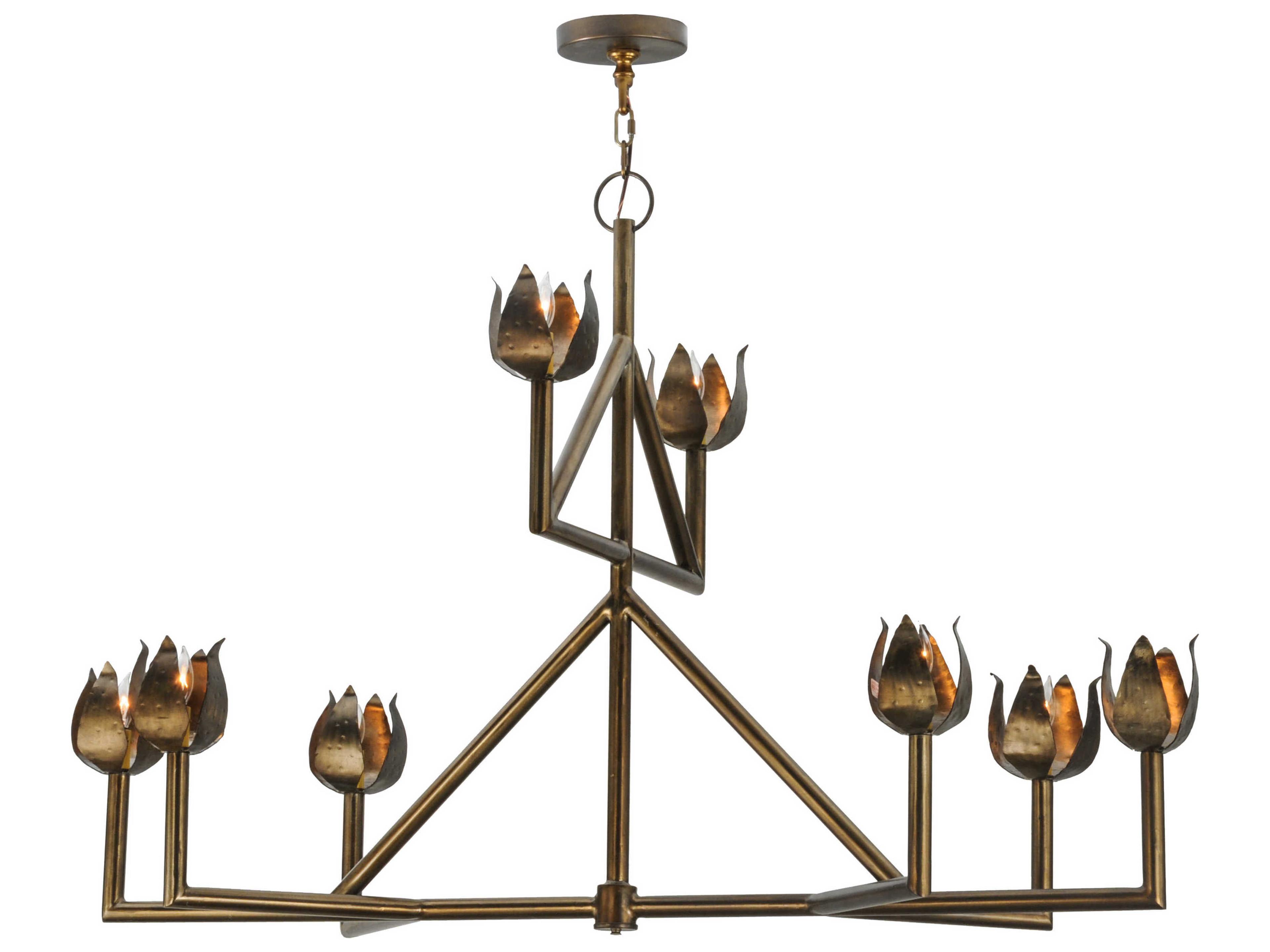 Meyda Lodge 8-Light Brass Tiered Chandelier