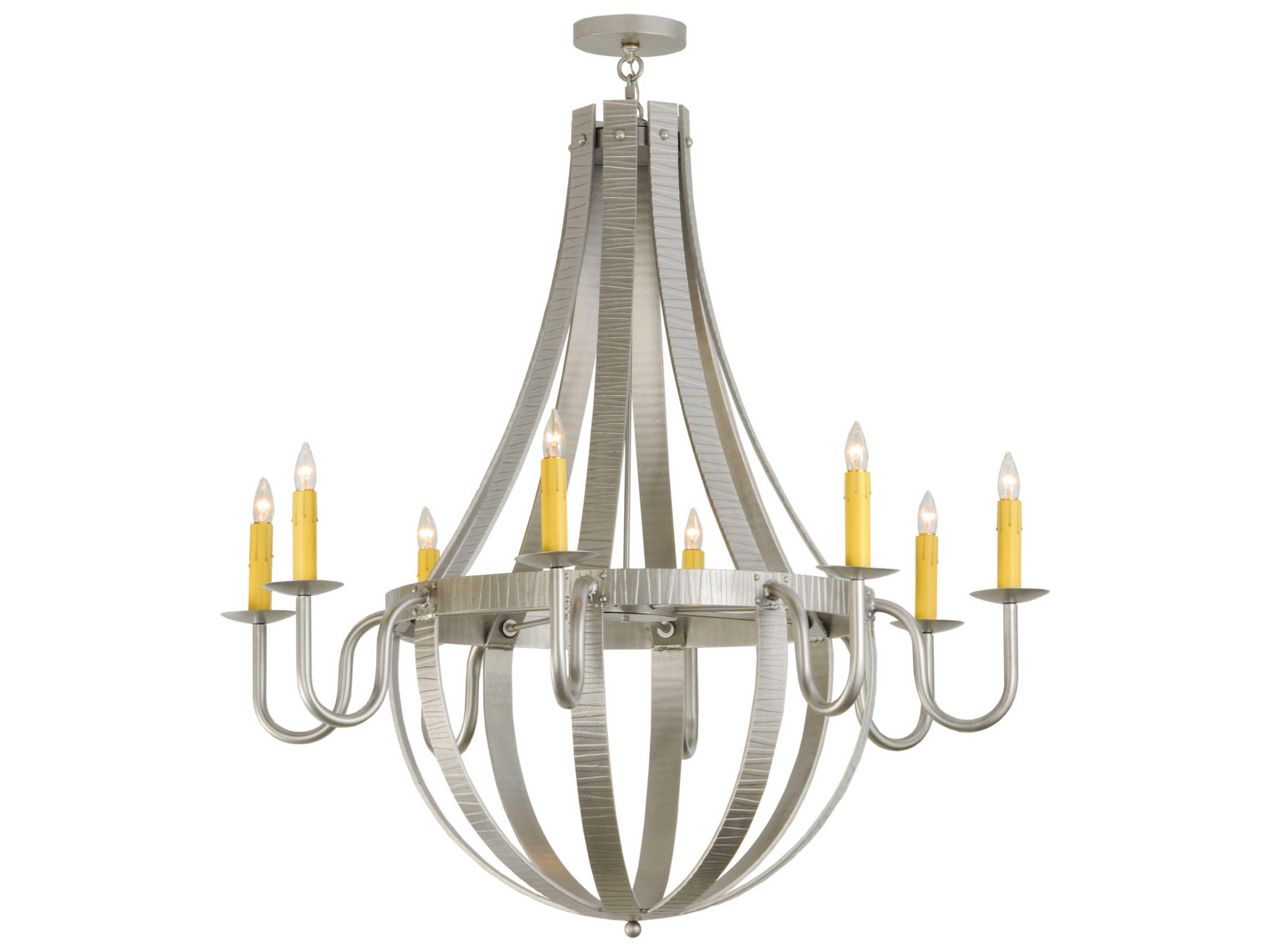 Meyda Barrel Stave 8-Light Nickel Candelabra Chandelier