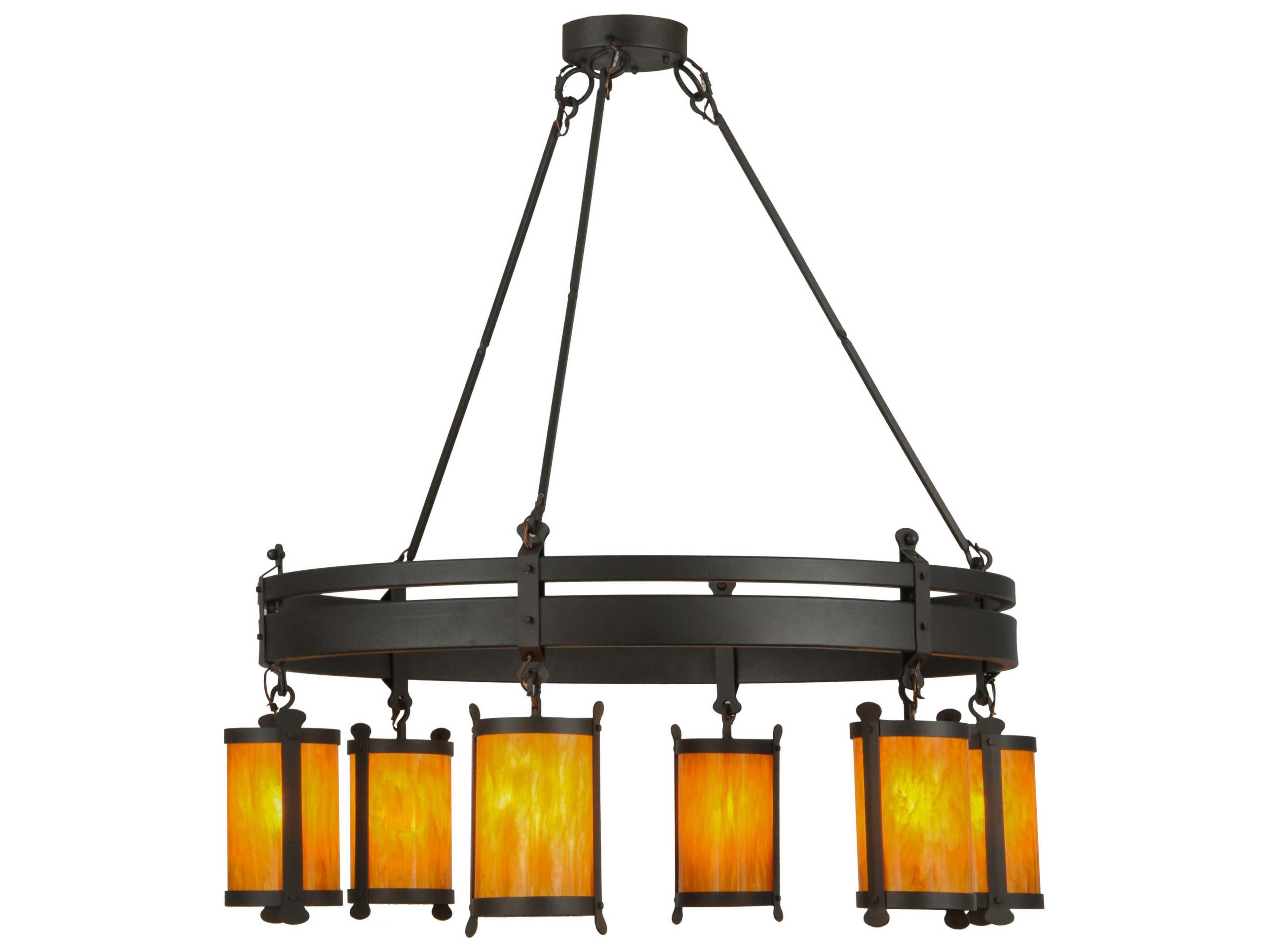 Meyda Lodge 6-Light Brown Cylinder Chandelier