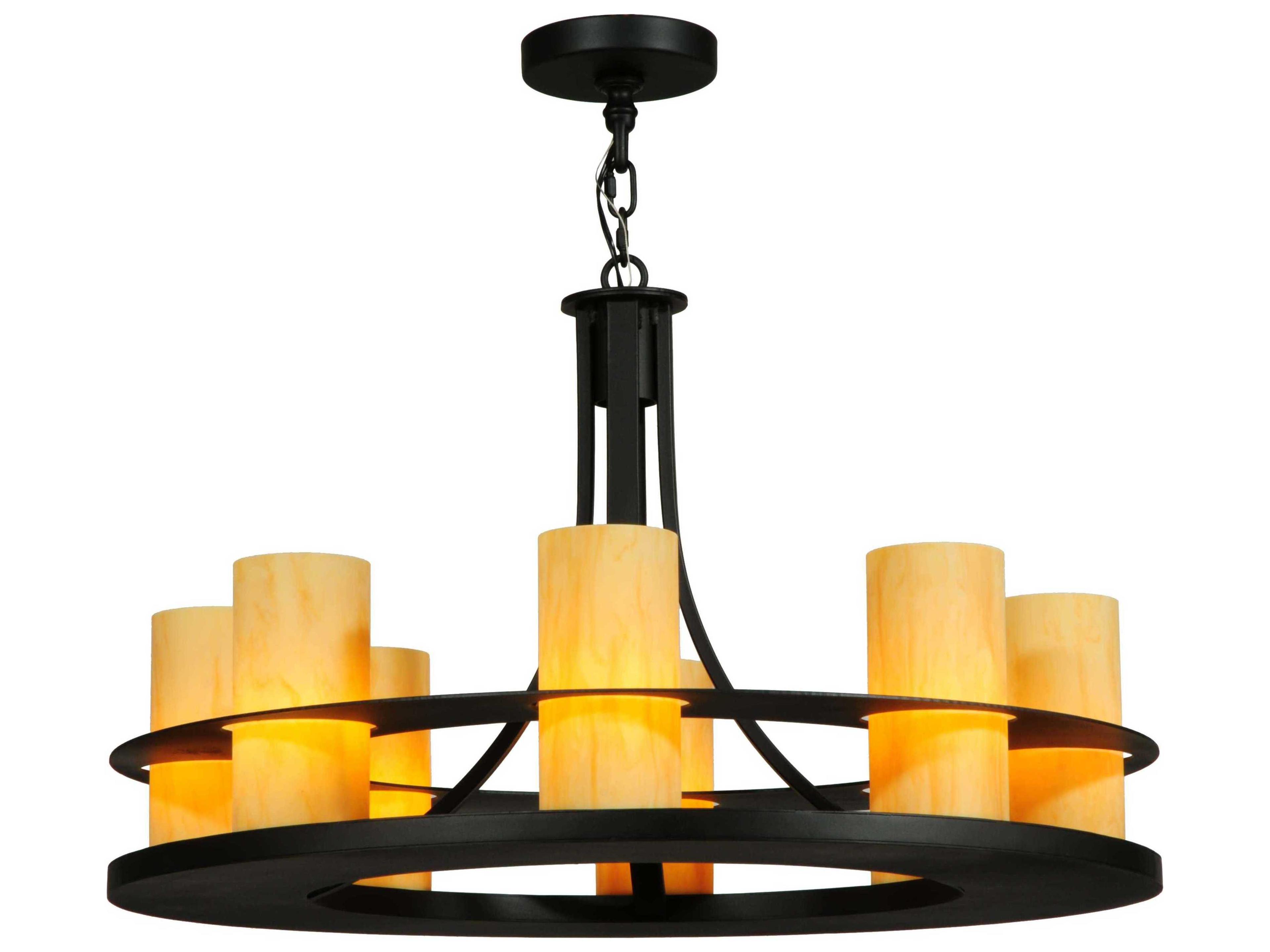 Meyda Lodge 8-Light Black Cylinder Pendant