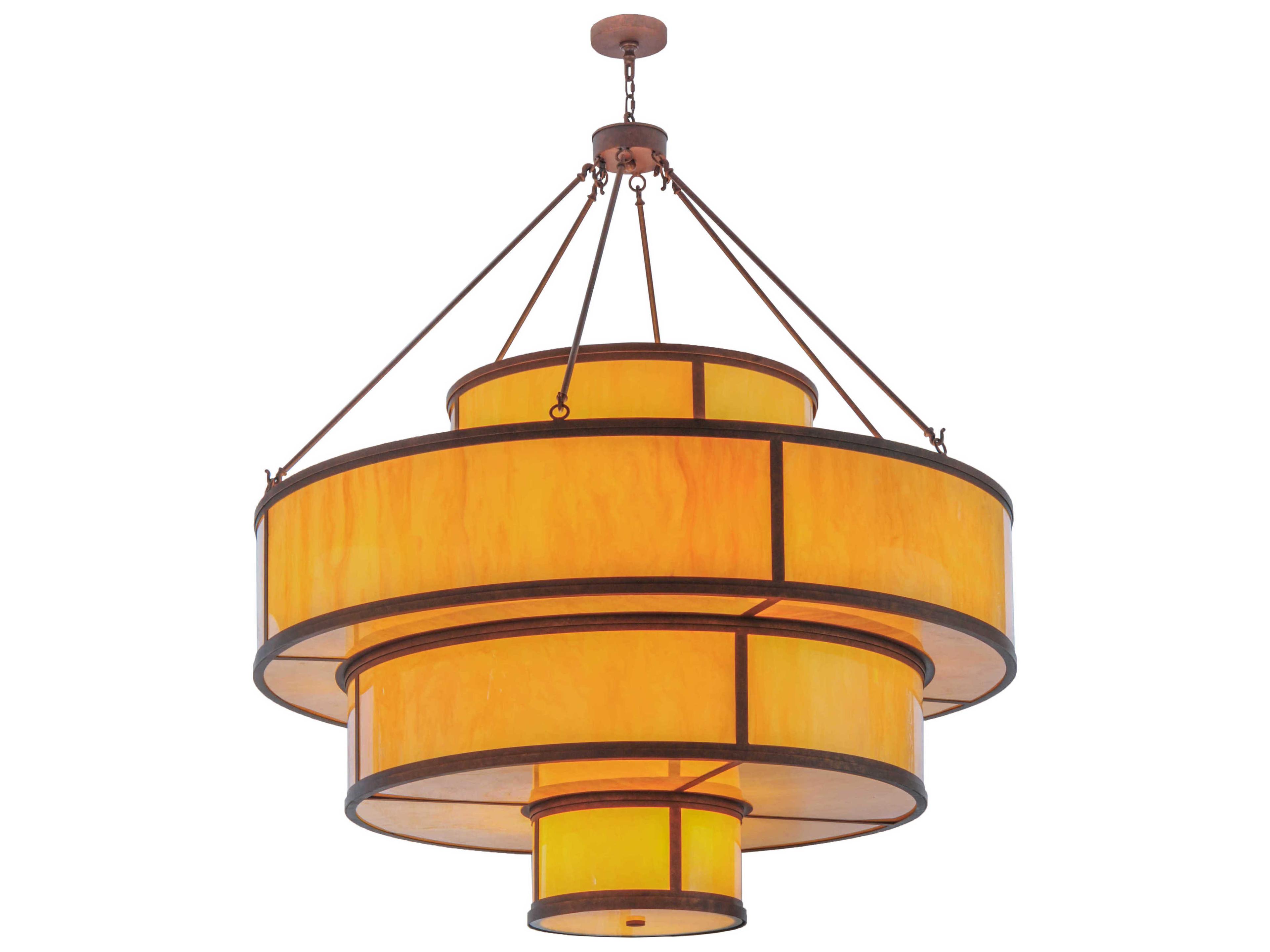 Meyda Lodge 2-Light Red Drum Tiered Pendant