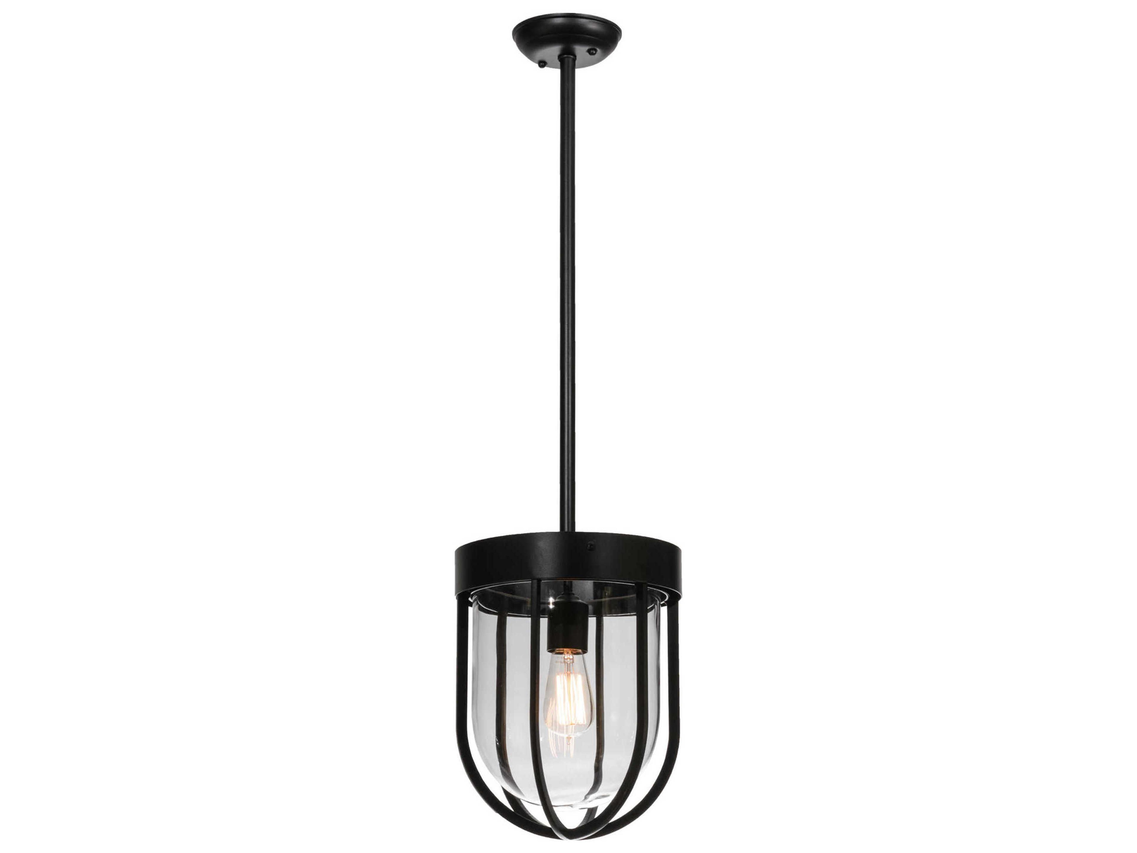 Meyda Lodge 1-Light Black Bell Pendant