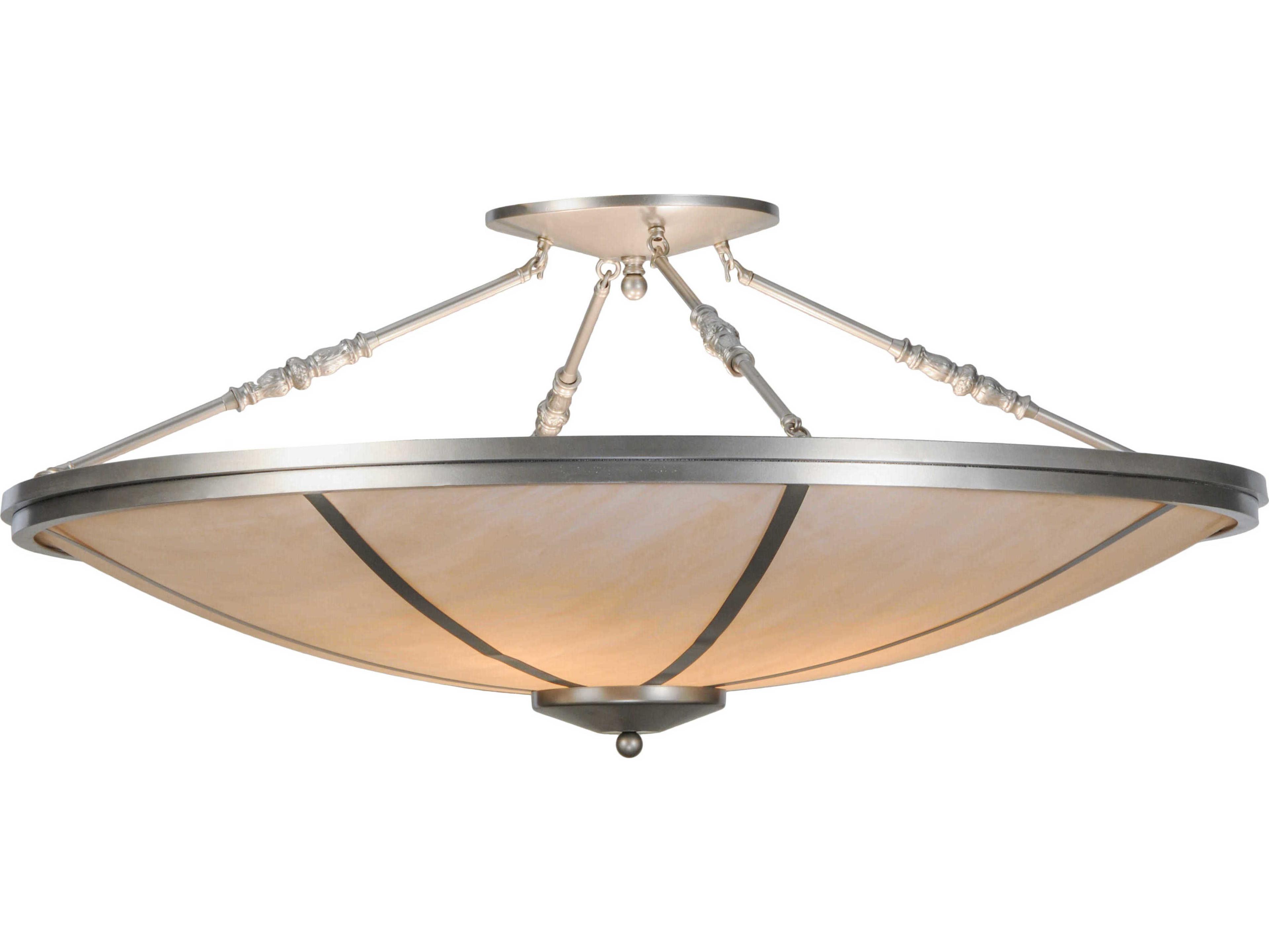 Meyda Lodge 4-Light Nickel Bowl Semi Flush Mount